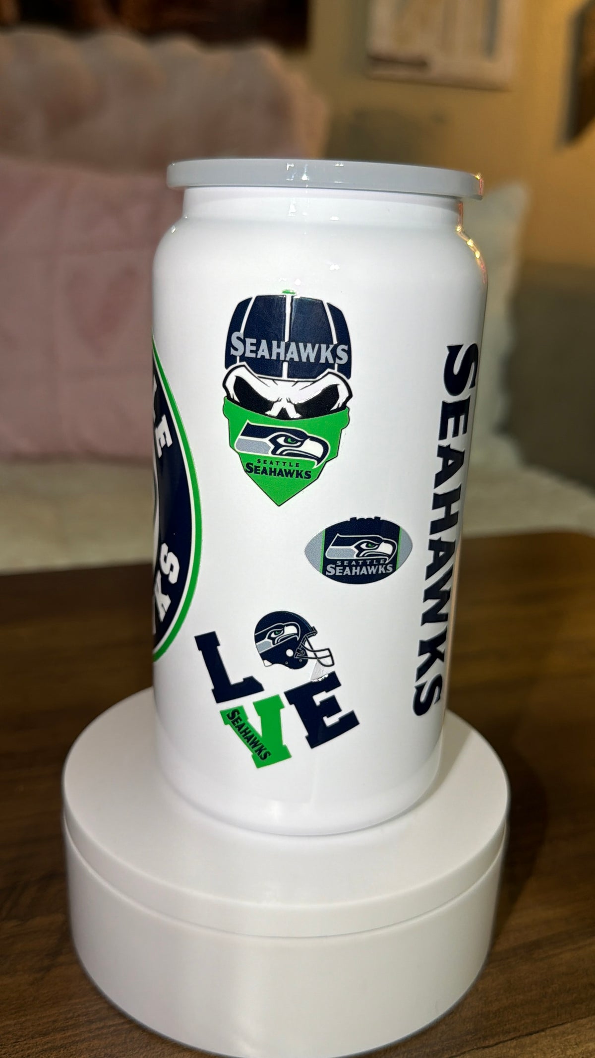Football inspired stainless steel tumbler