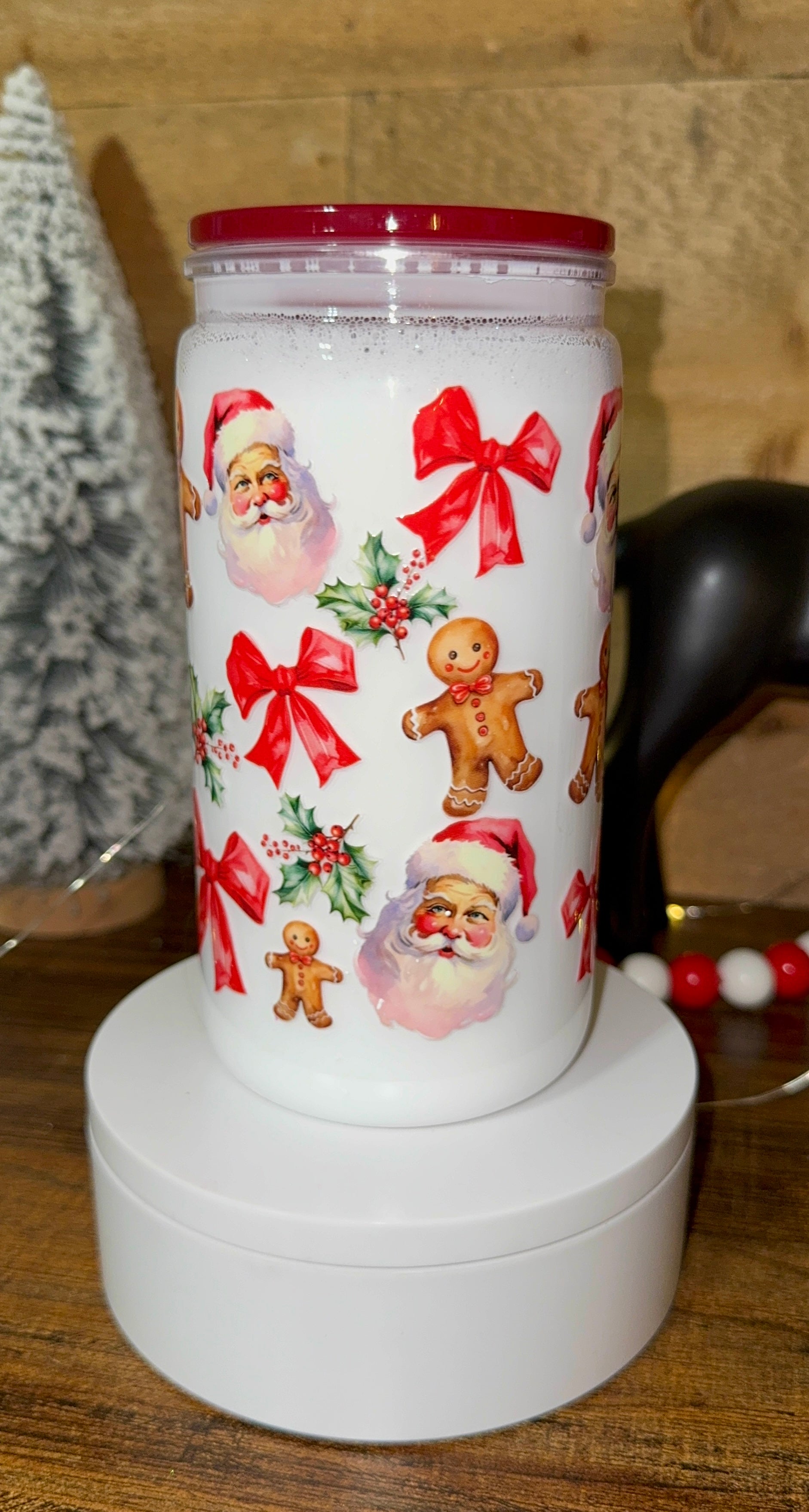 Vintage Santa Milk Cup – Christmas Frosted Holiday Tumbler