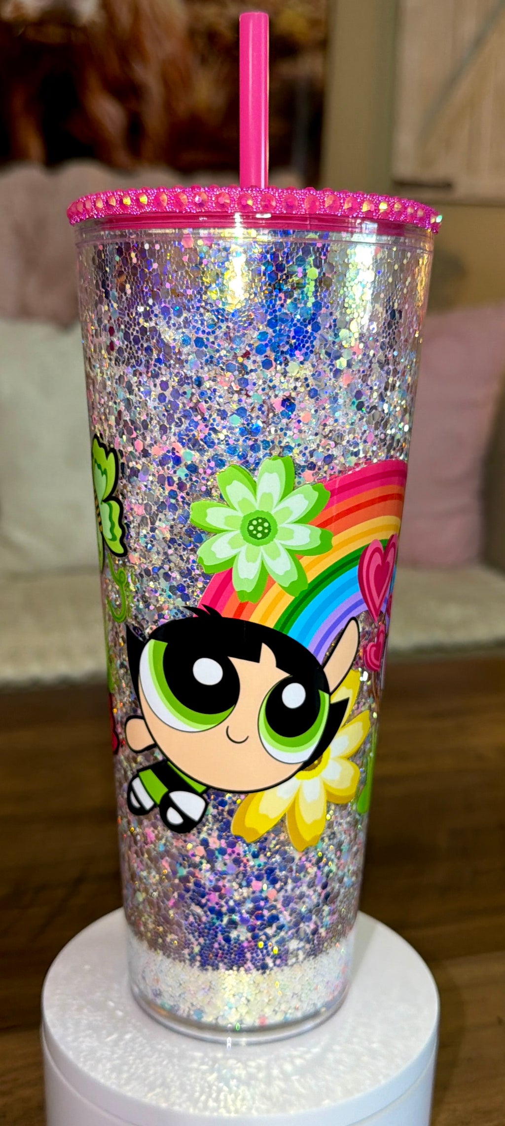 Girl power glitter Snowglobe cup