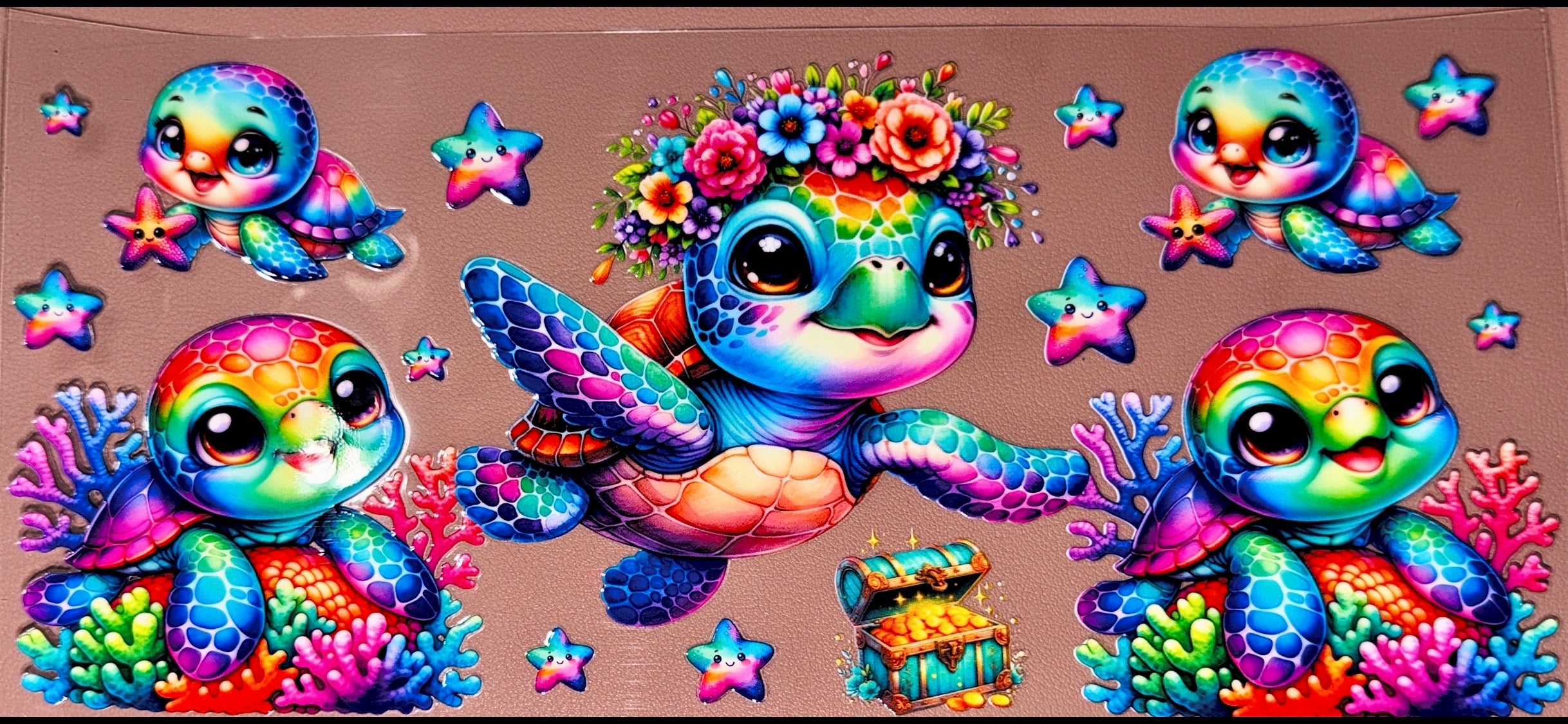 Floral Turtle UVDTF Cup Wrap