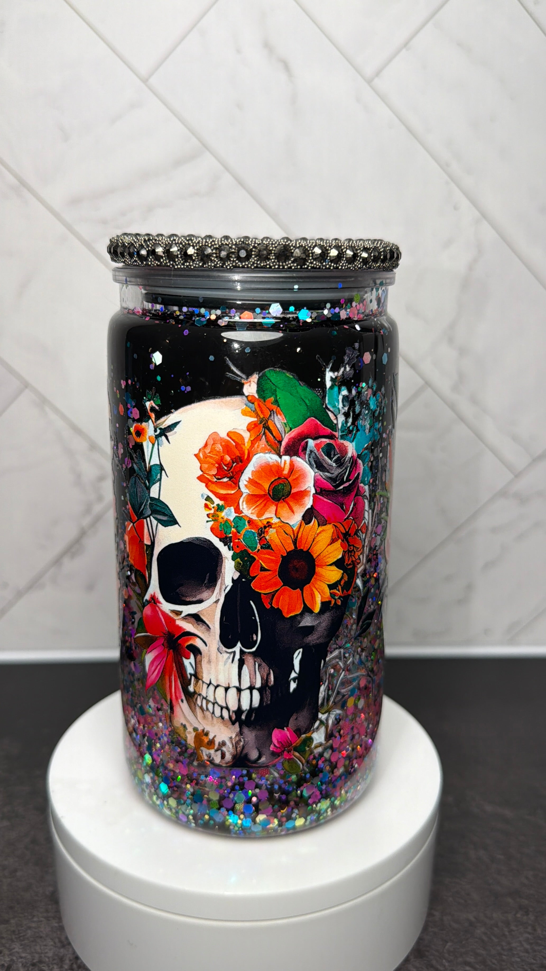 Floral Skull Lava Cup