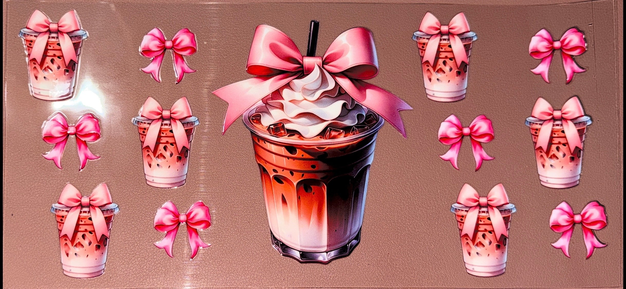 Iced Coffee and Bows UVDTF Cup Wrap