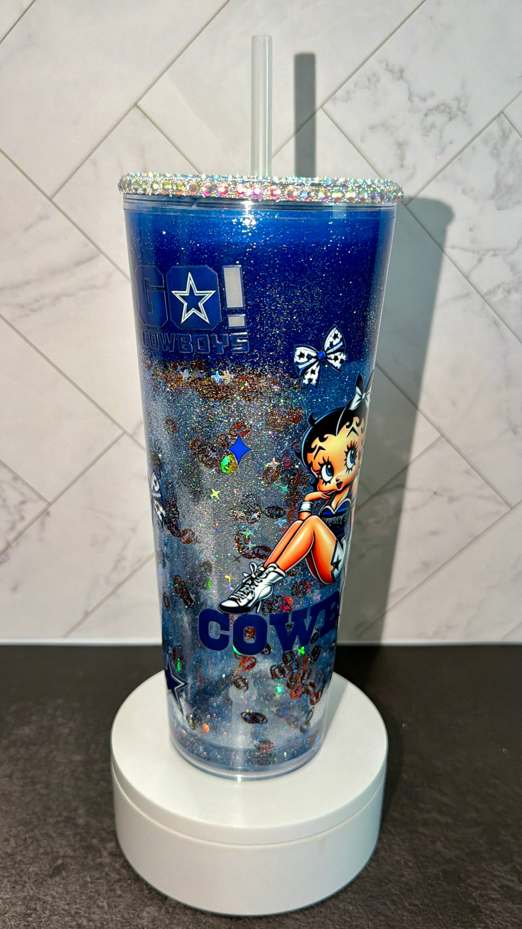 Blue Football Hourglass Tumbler