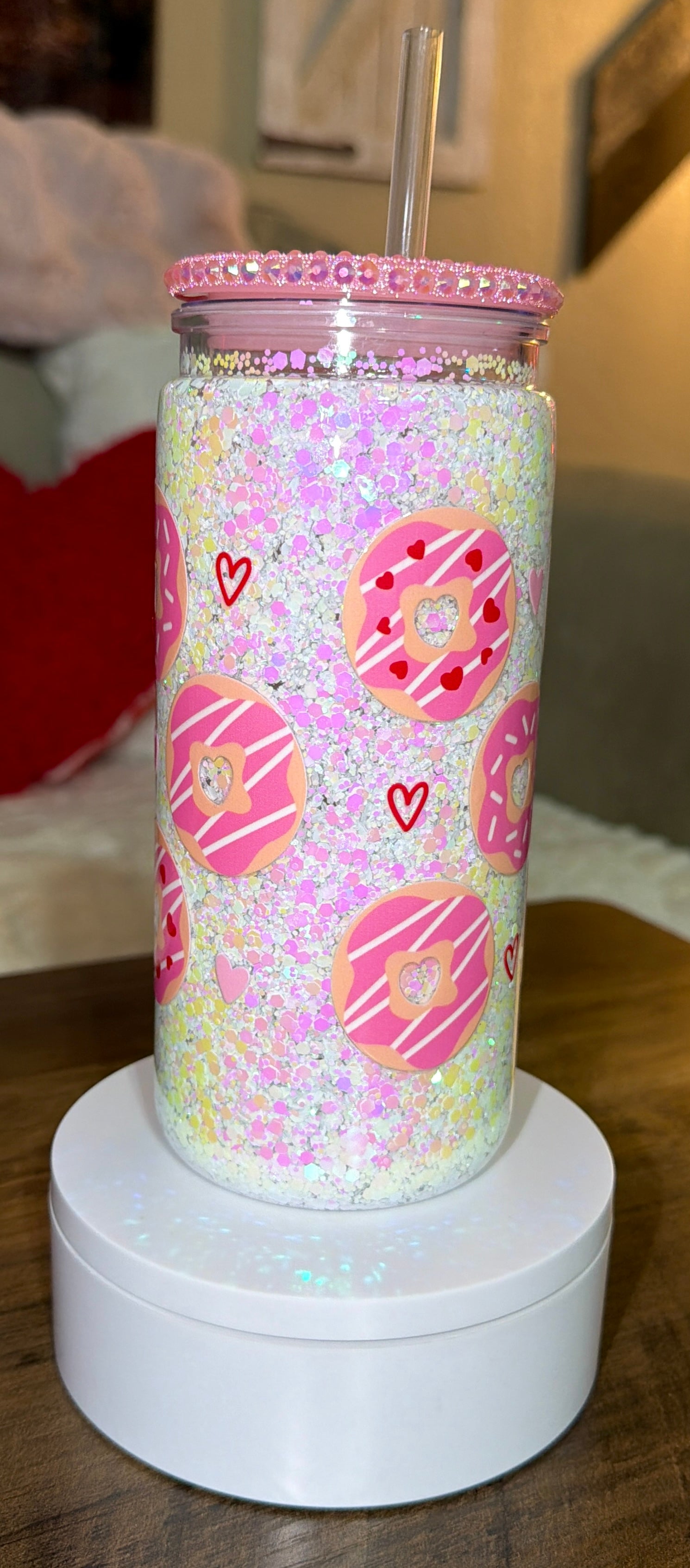 Sweetheart Sprinkle Donut Snowglobe Tumbler