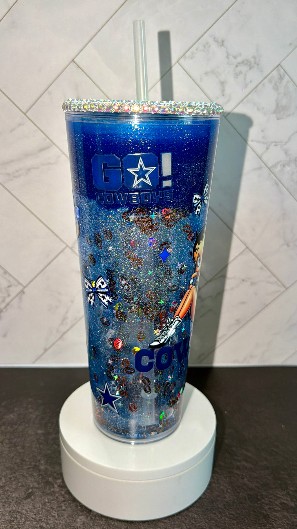 Blue Football Hourglass Tumbler