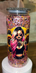 Sunflower tattooed girl Snowglobe cup