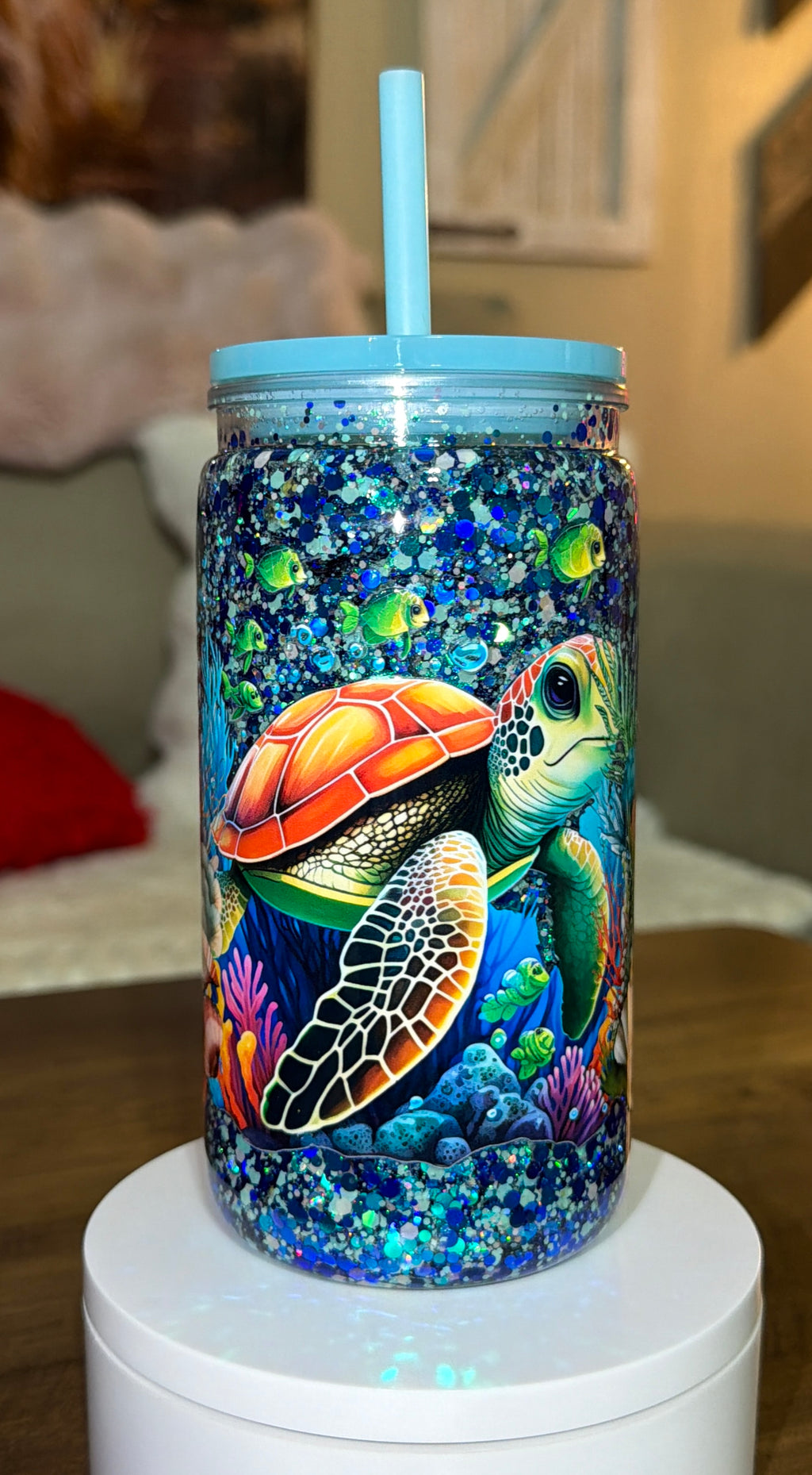Under the sea turtle snowglobe cup