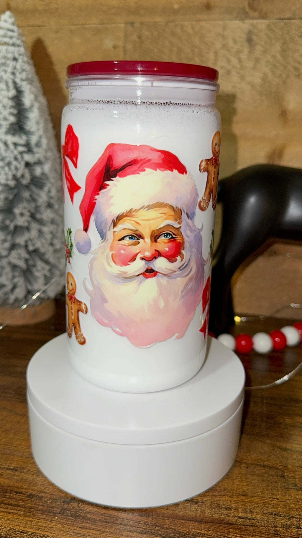 Vintage Santa Milk Cup – Christmas Frosted Holiday Tumbler