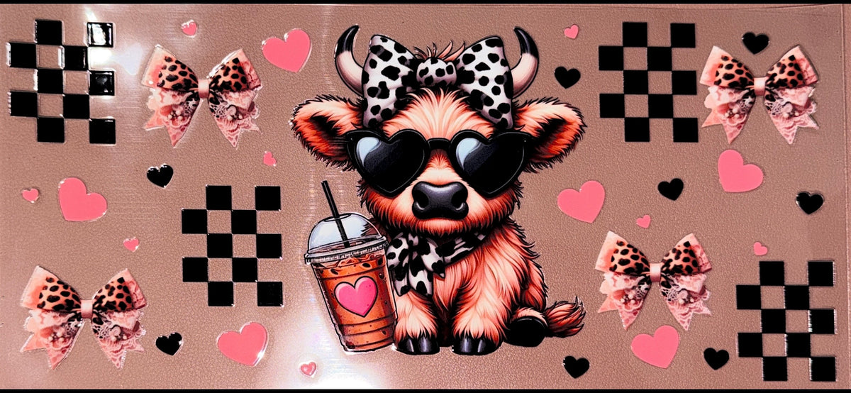 Coffee Hyland Cow UVDTF Cup Wrap