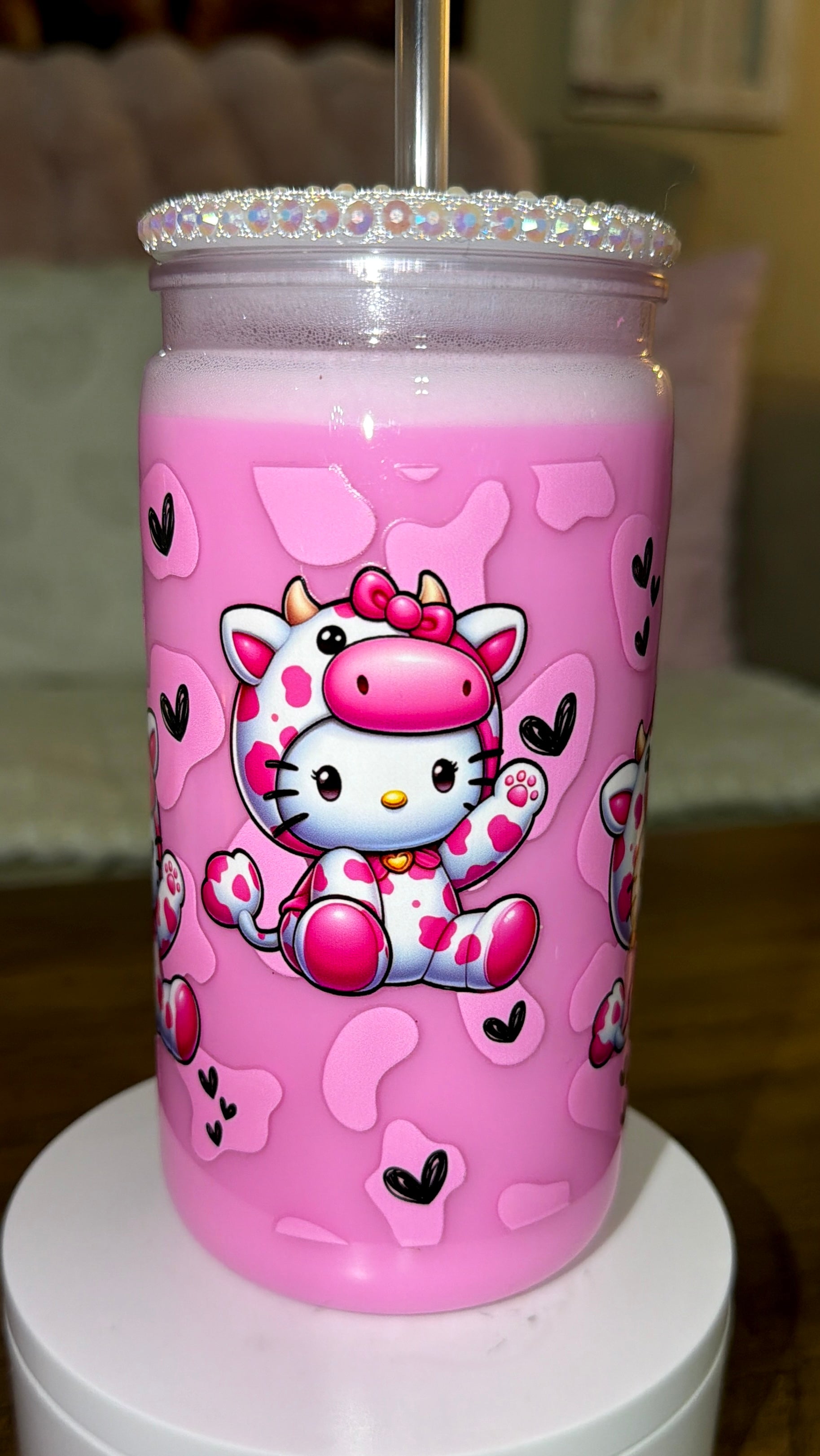 Strawberry milk inspired Snowglobe cup