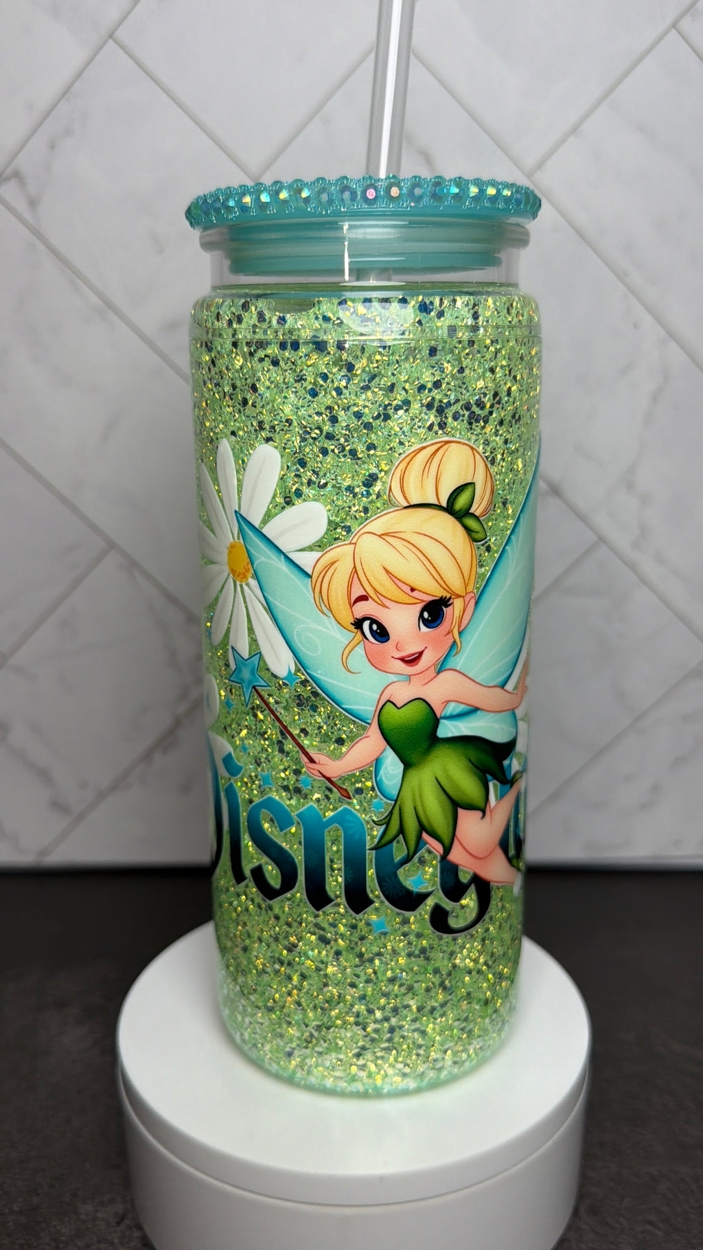 Green Fairy Inspired Snowglobe Tumbler