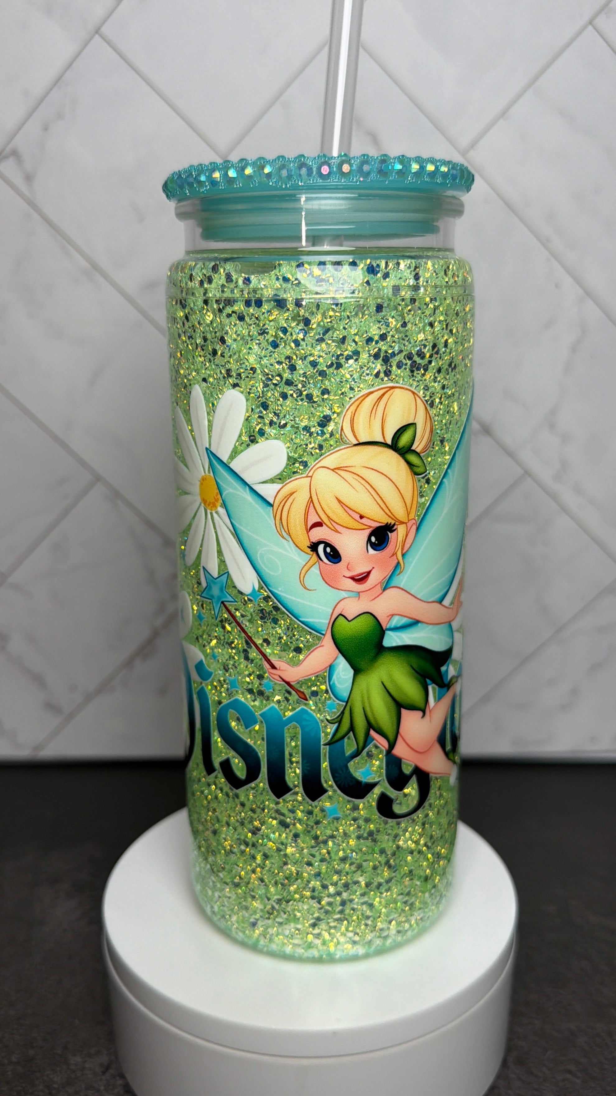 Green Fairy Inspired Snowglobe Tumbler