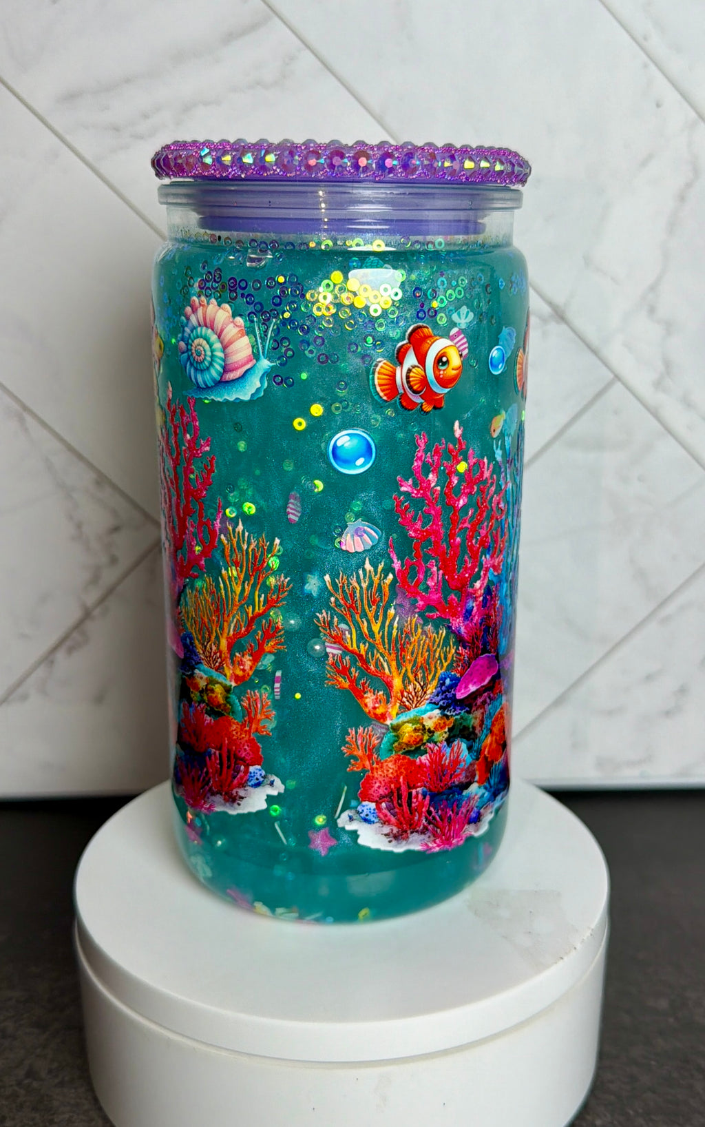 Turtle Ocean “waterfall” Snowglobe Cup