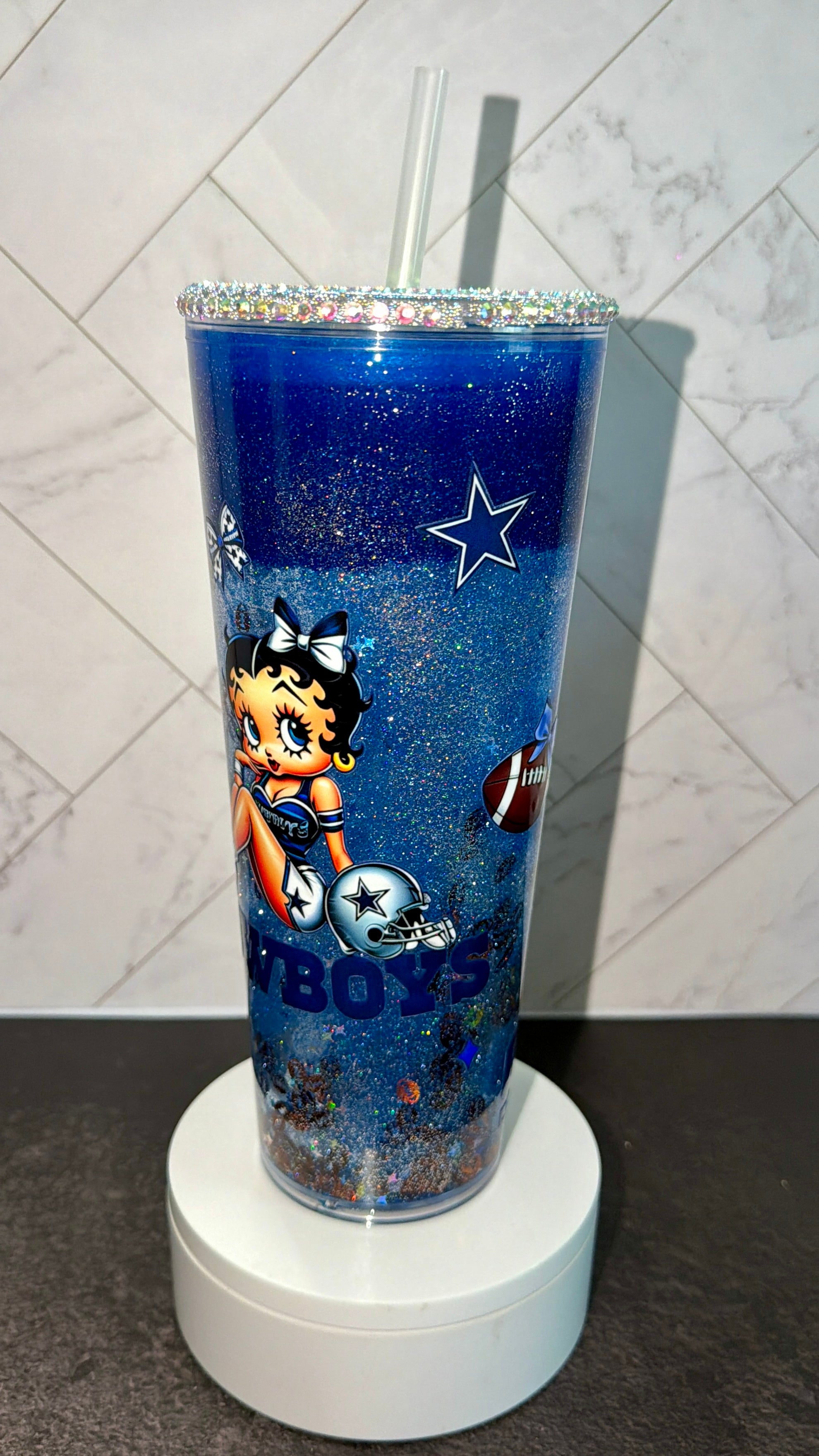 Blue Football Hourglass Tumbler