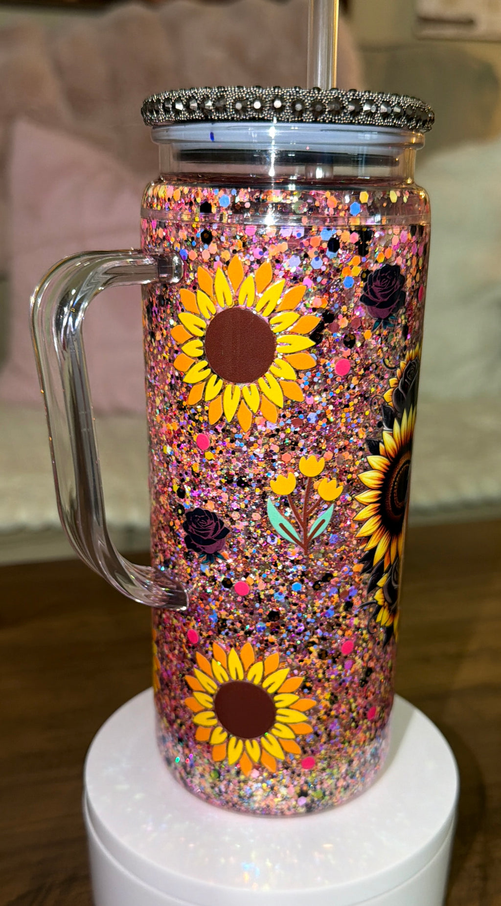 Sunflower tattooed girl Snowglobe cup