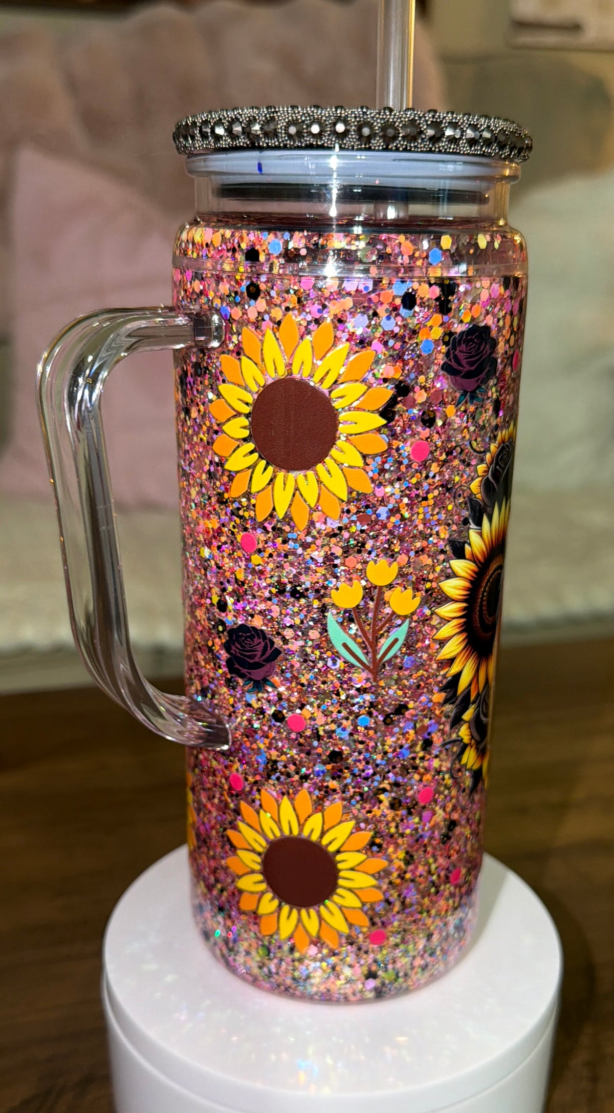 Sunflower tattooed girl Snowglobe cup
