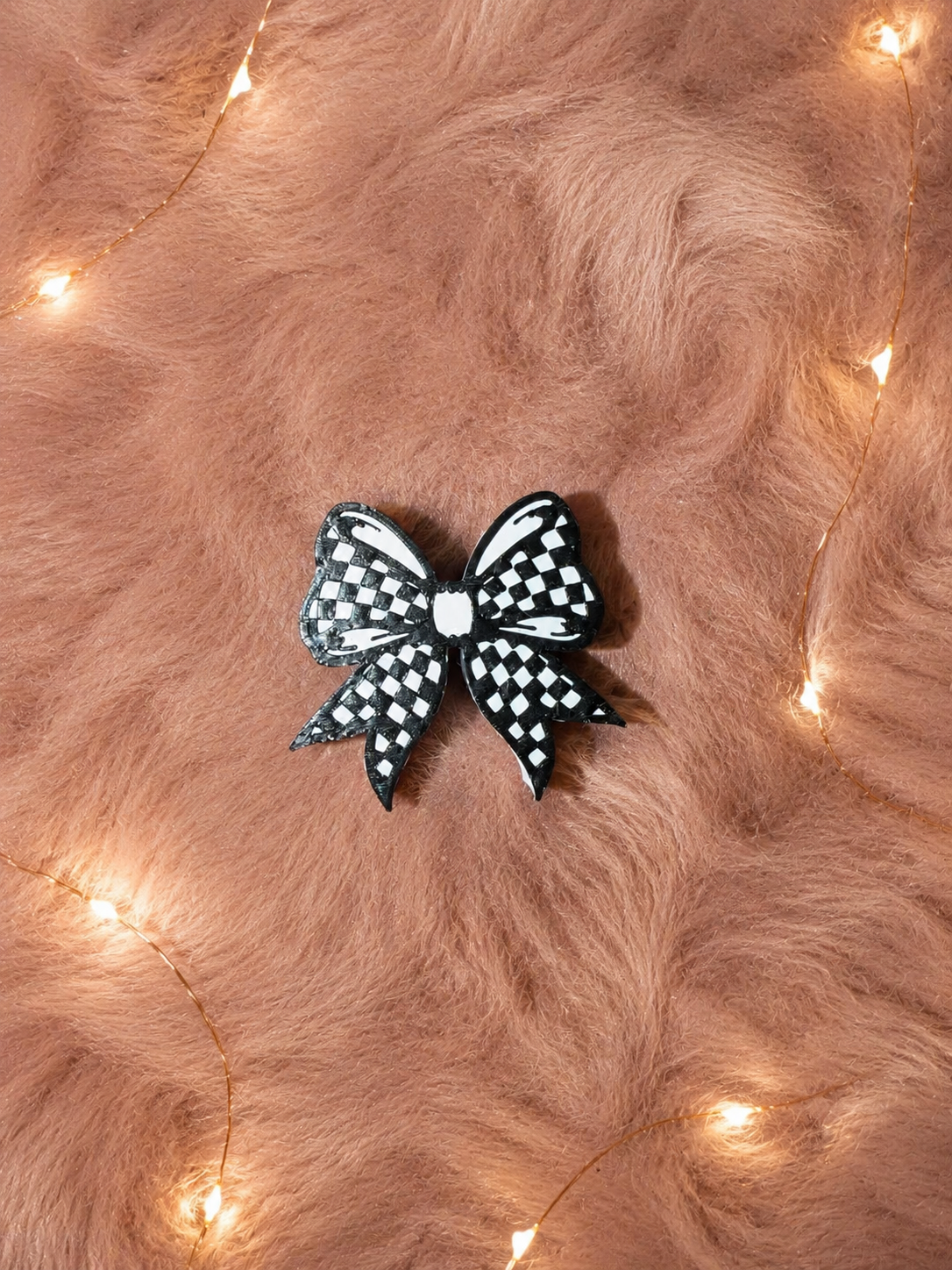 Checkered Bow Straw Topper