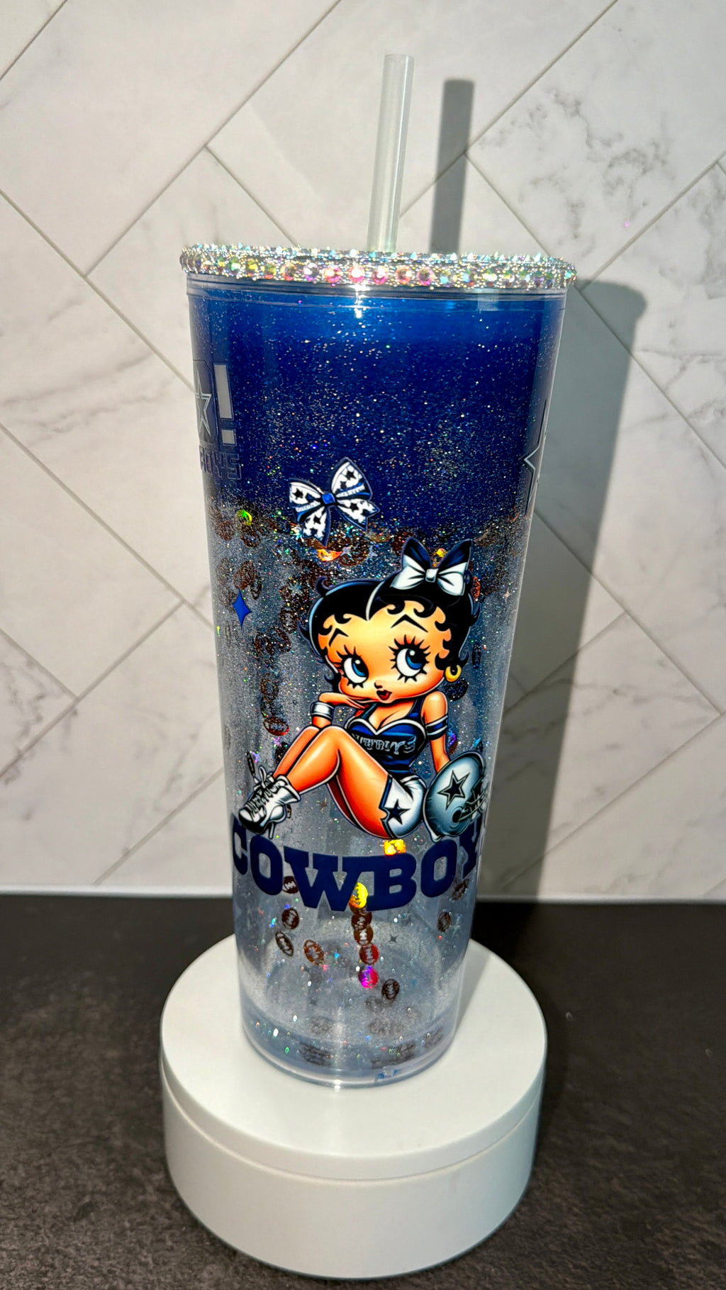 Blue Football Hourglass Tumbler