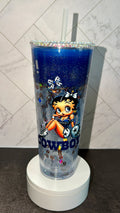 Blue Football Hourglass Tumbler