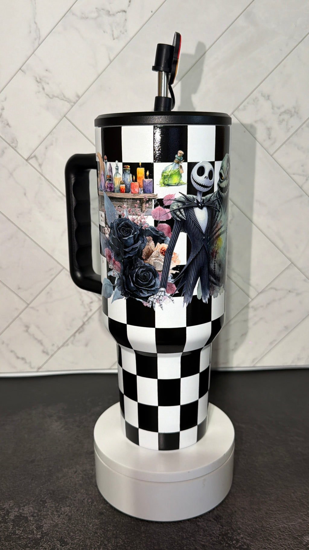 Spooky Checkered Chic Tumbler