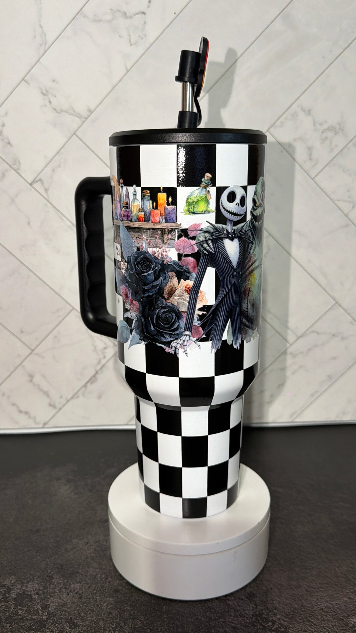 Spooky Checkered Chic Tumbler