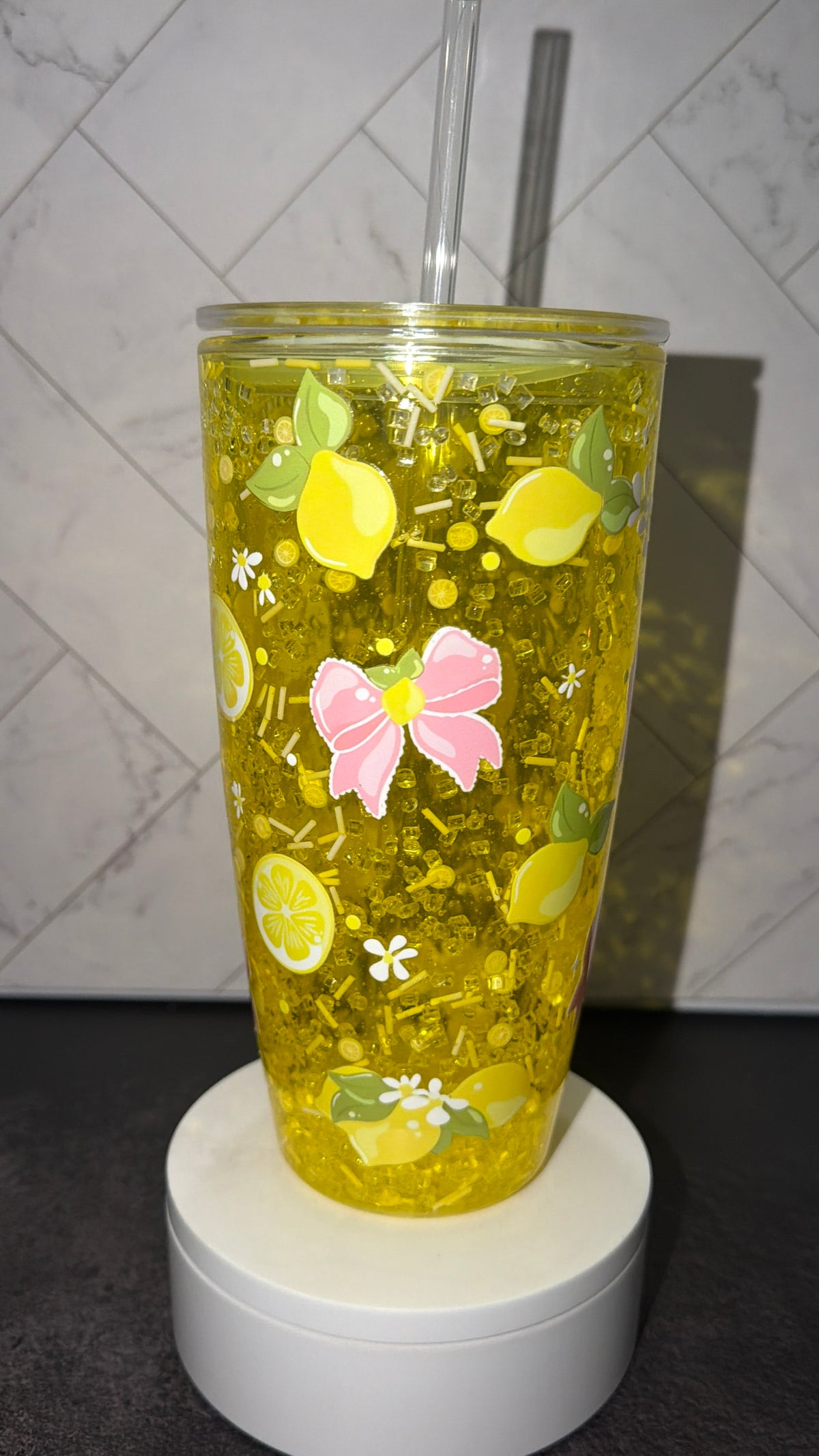 Lemon Blossom Sparkle Snowglobe Cup