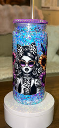 Leopard Glam Girl Glitter Snowglobe cup
