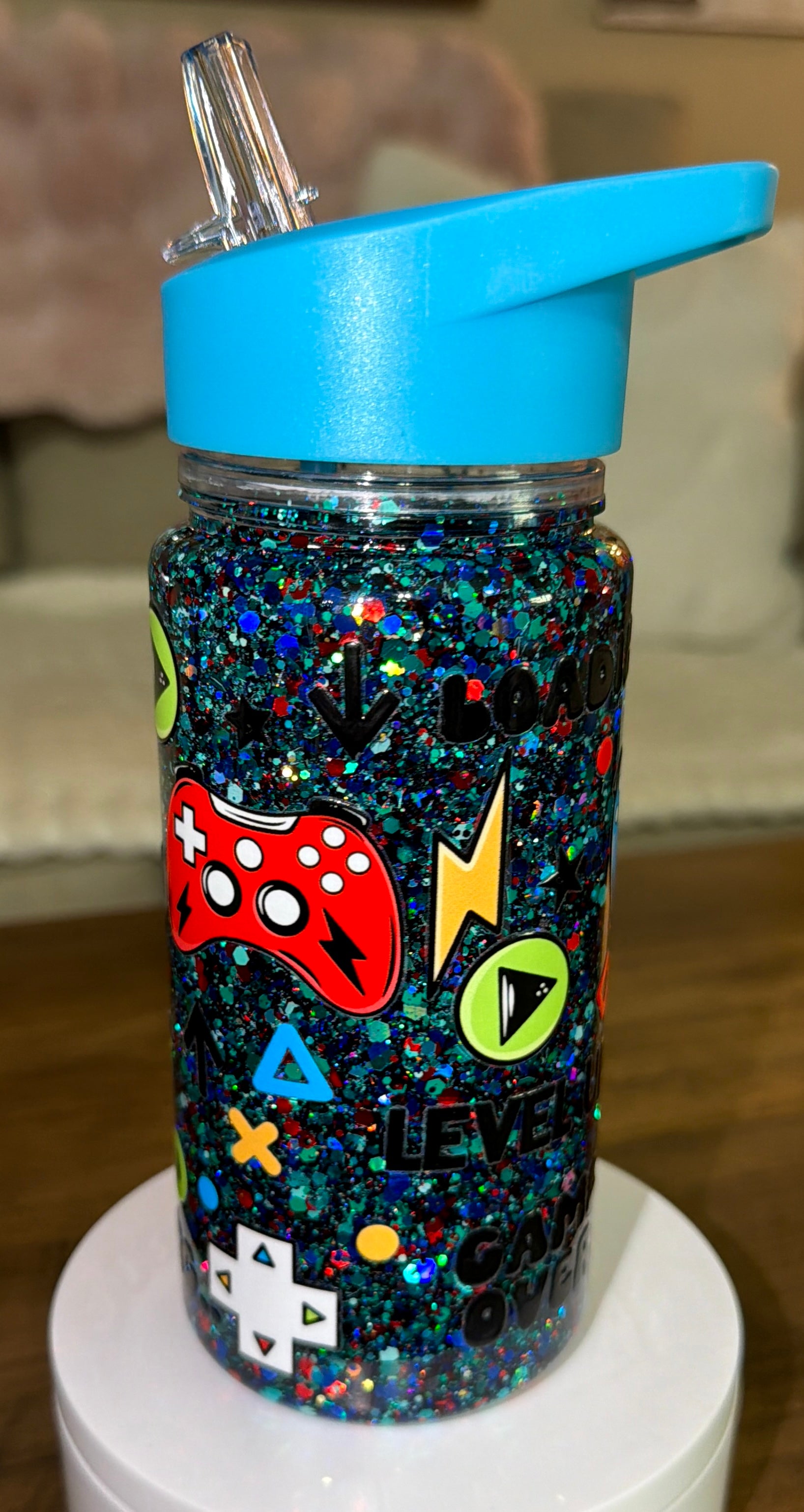 Gaming Glitter Kids Water Bottle
