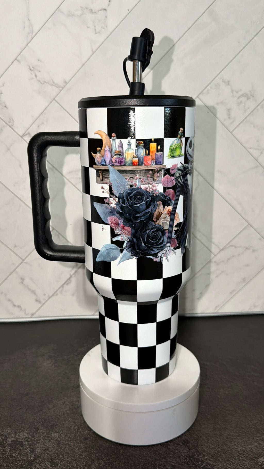 Spooky Checkered Chic Tumbler