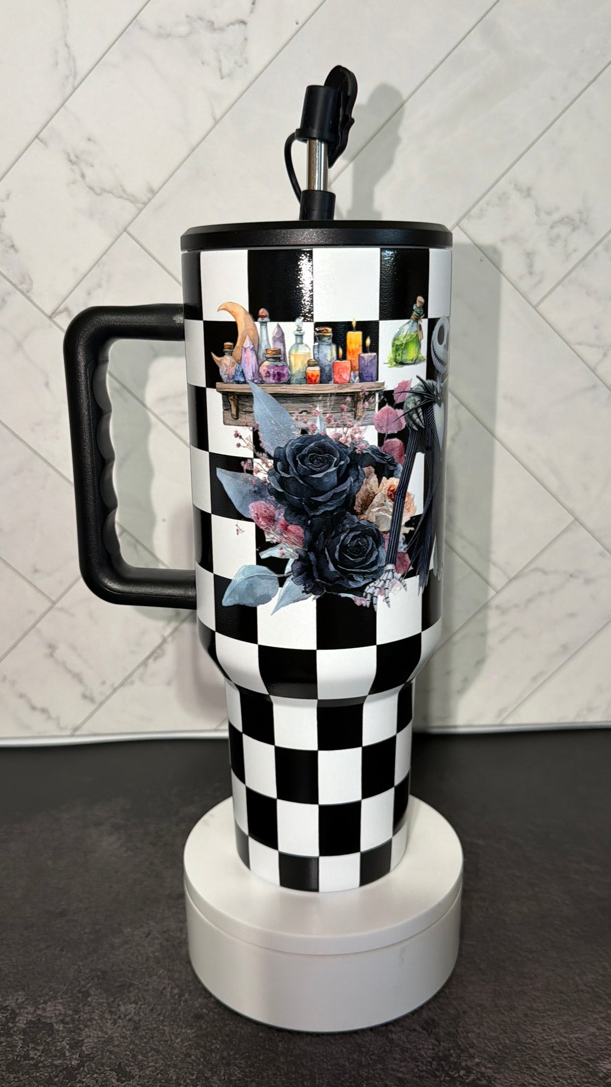Spooky Checkered Chic Tumbler