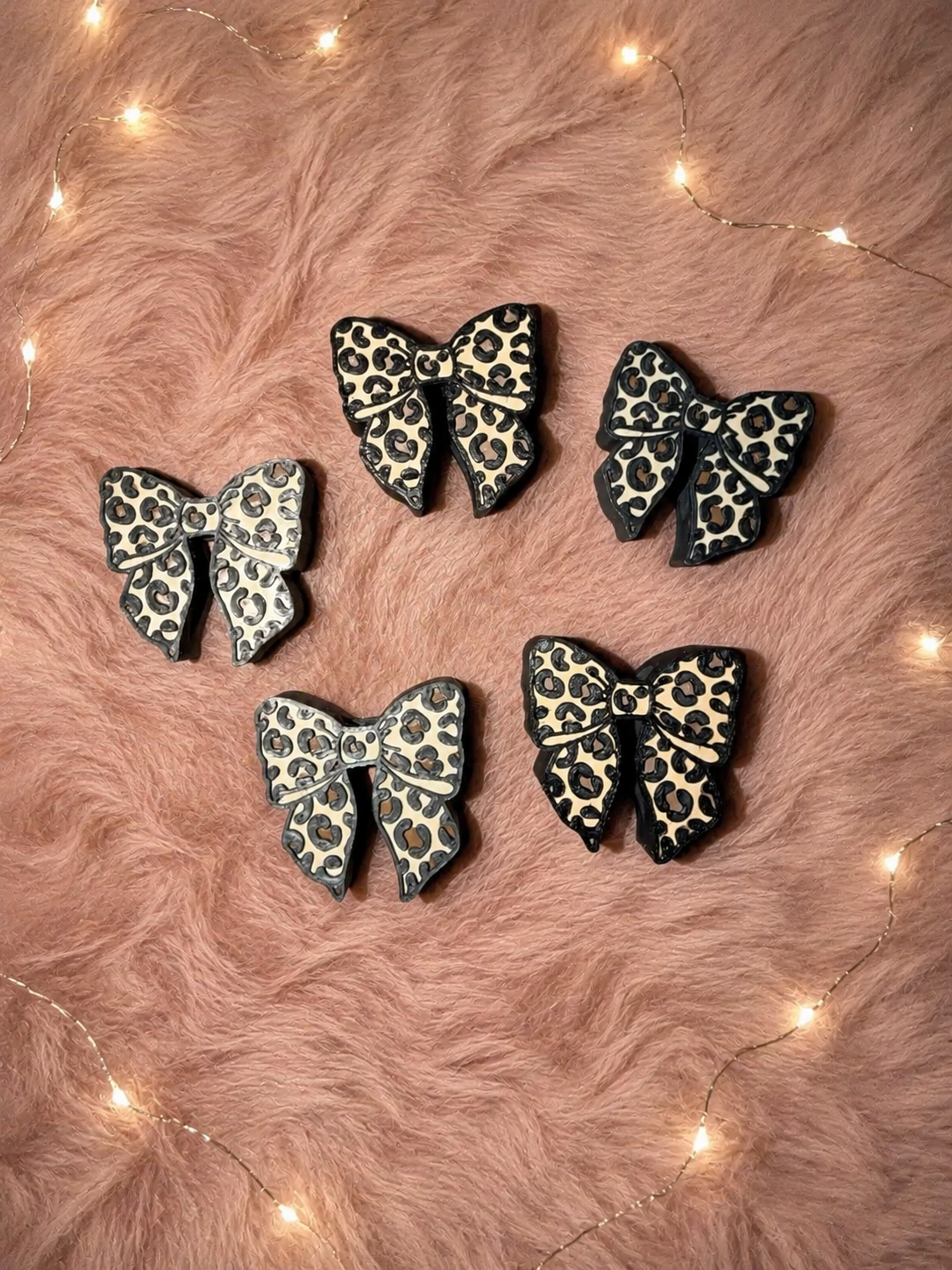 Leopard Bow Straw Topper