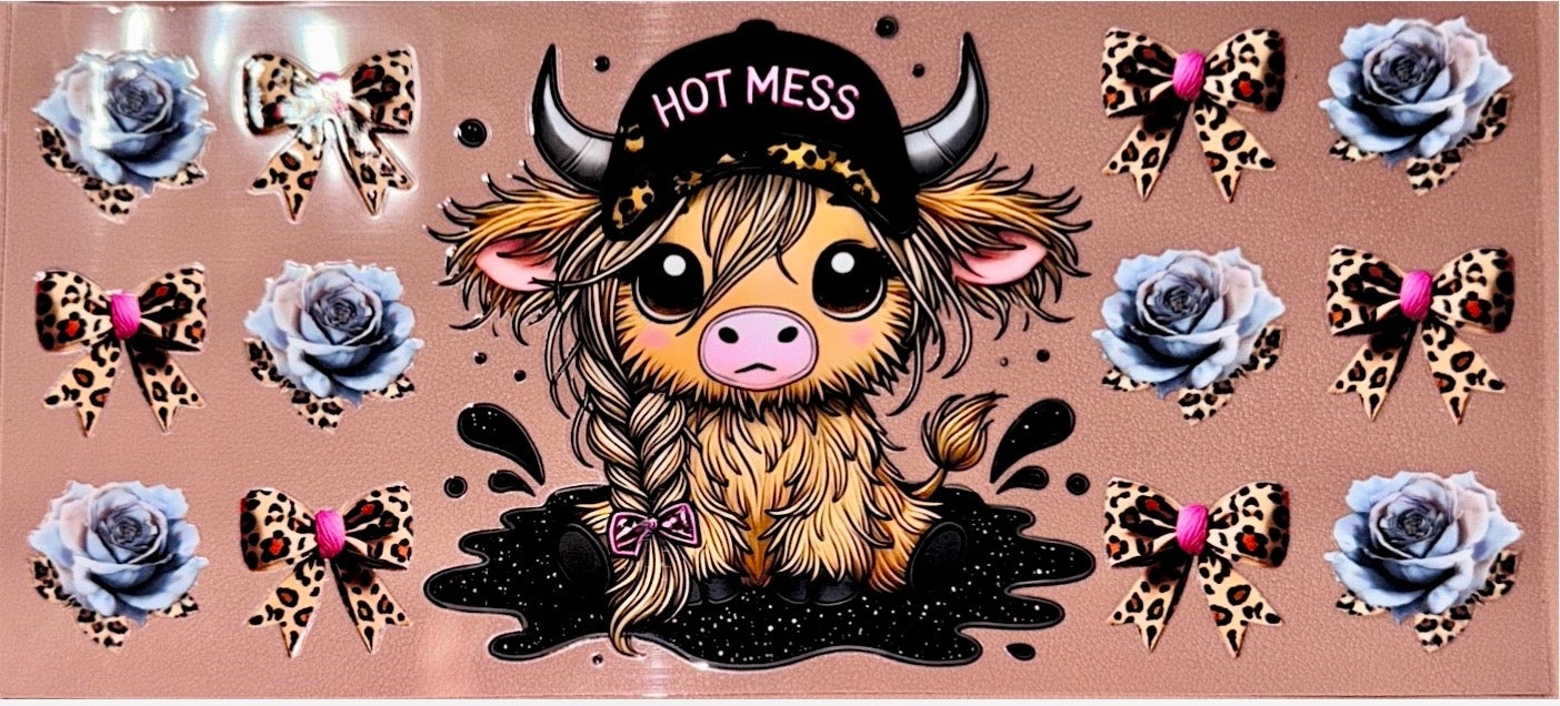 Hot Mess Cow UVDTF