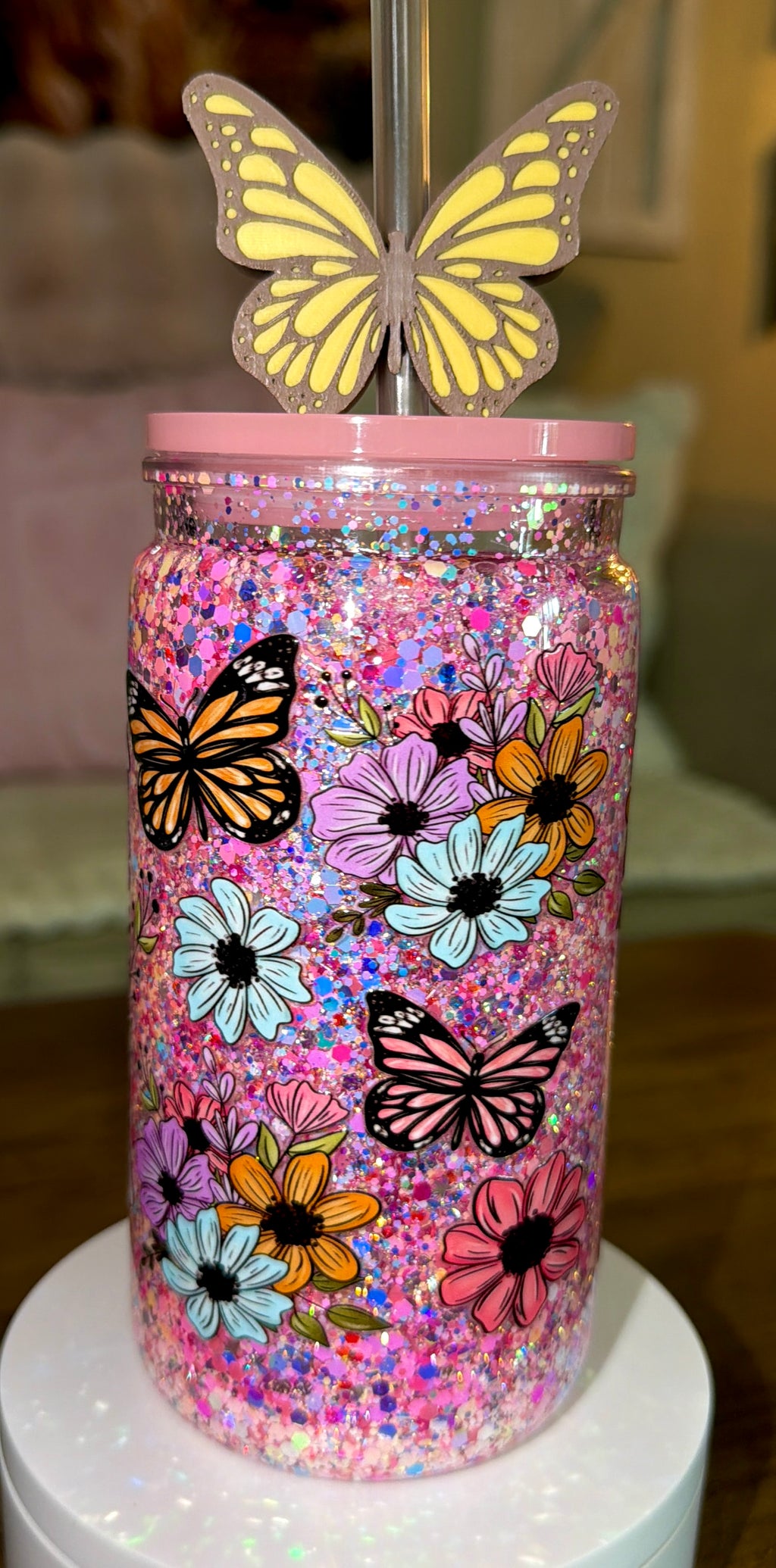 Butterflies and Flowers Snowglobe Cup