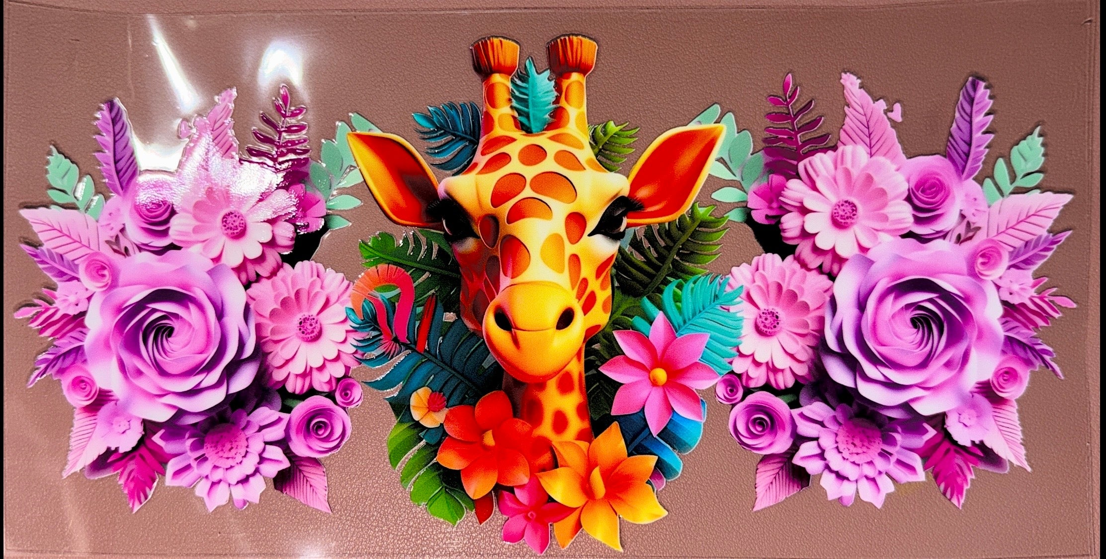 Floral Giraffee UVDTF Cup Wrap