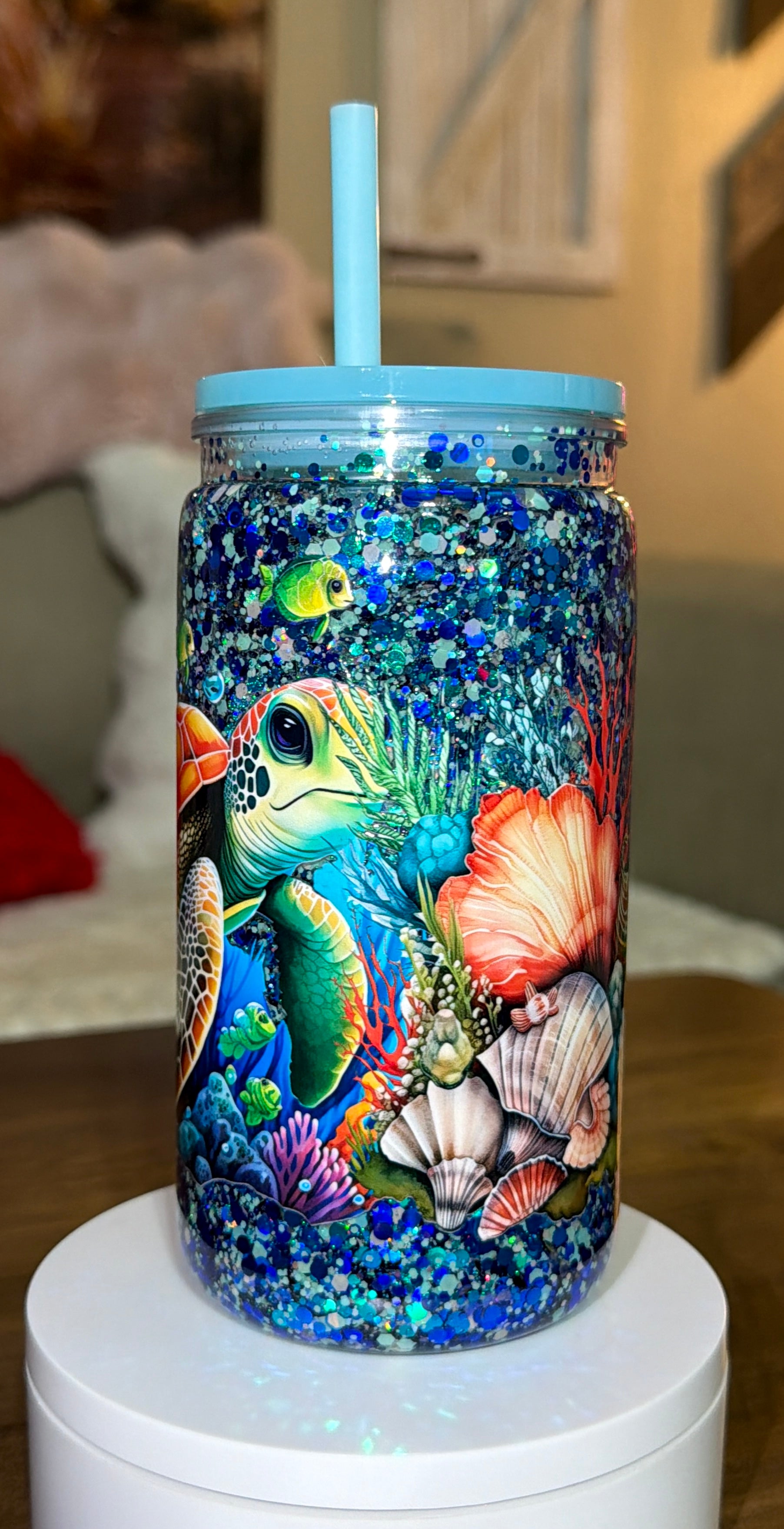 Under the sea turtle snowglobe cup