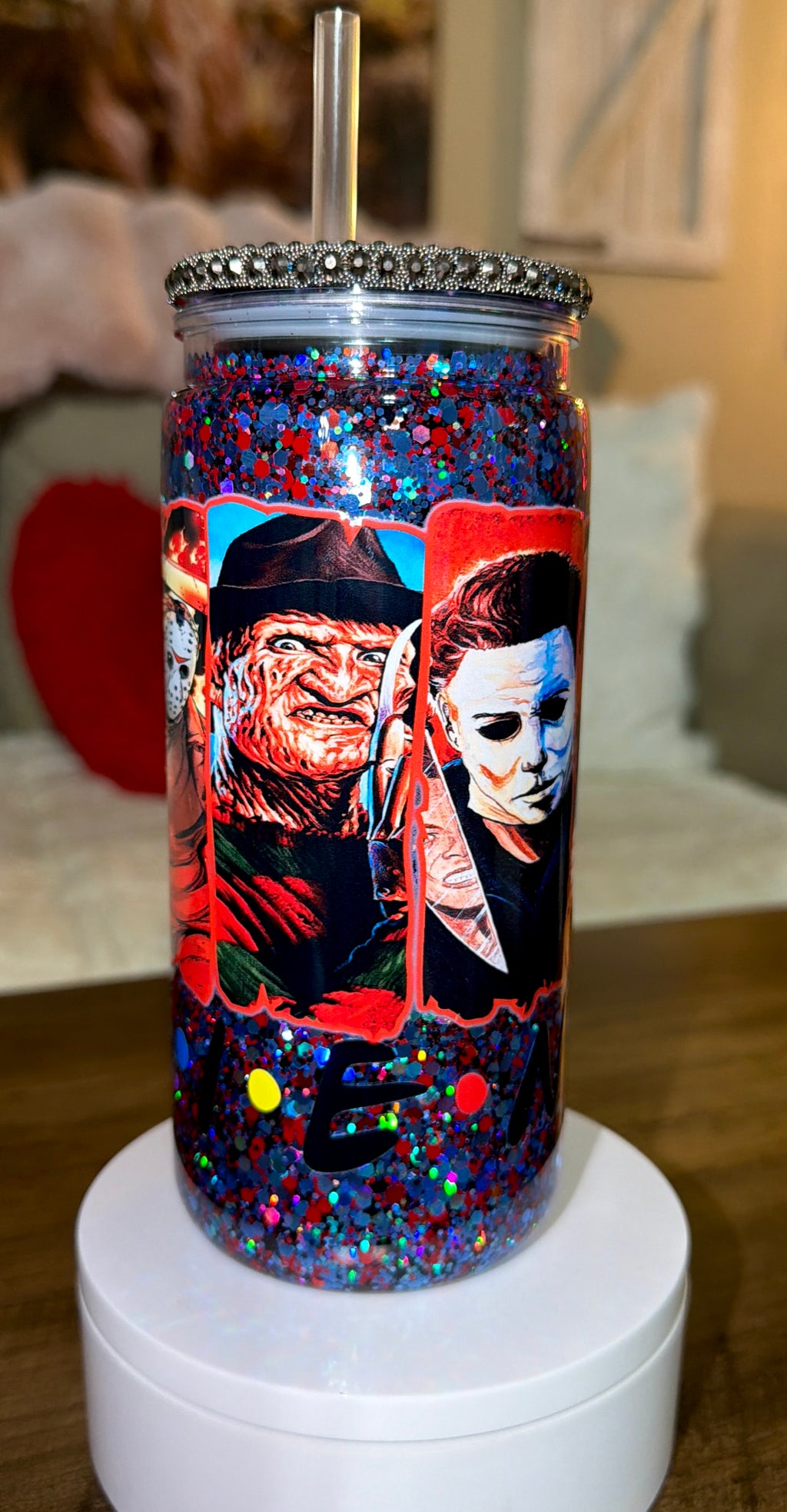 Custom horror Snowglobe tumbler