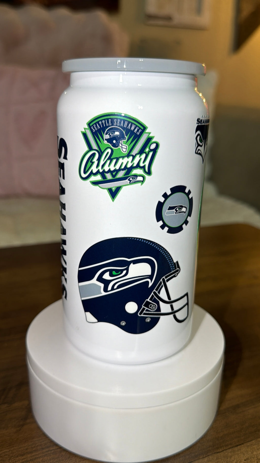 Football inspired stainless steel tumbler