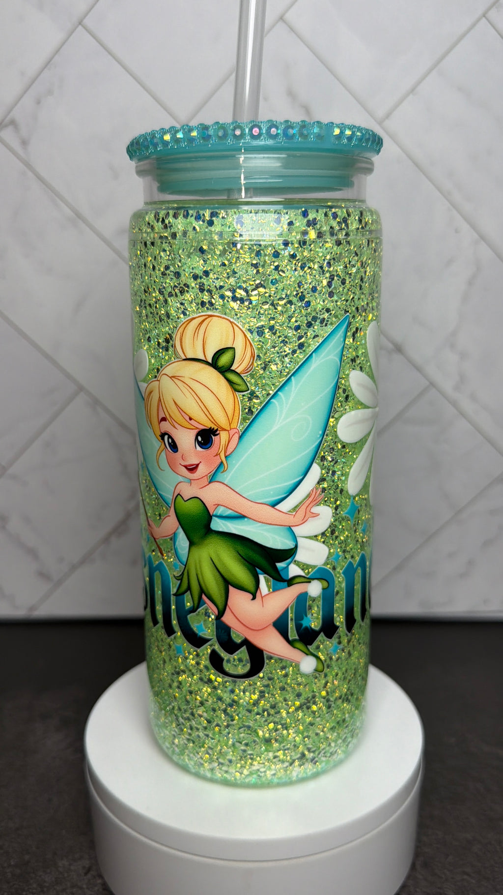 Green Fairy Inspired Snowglobe Tumbler