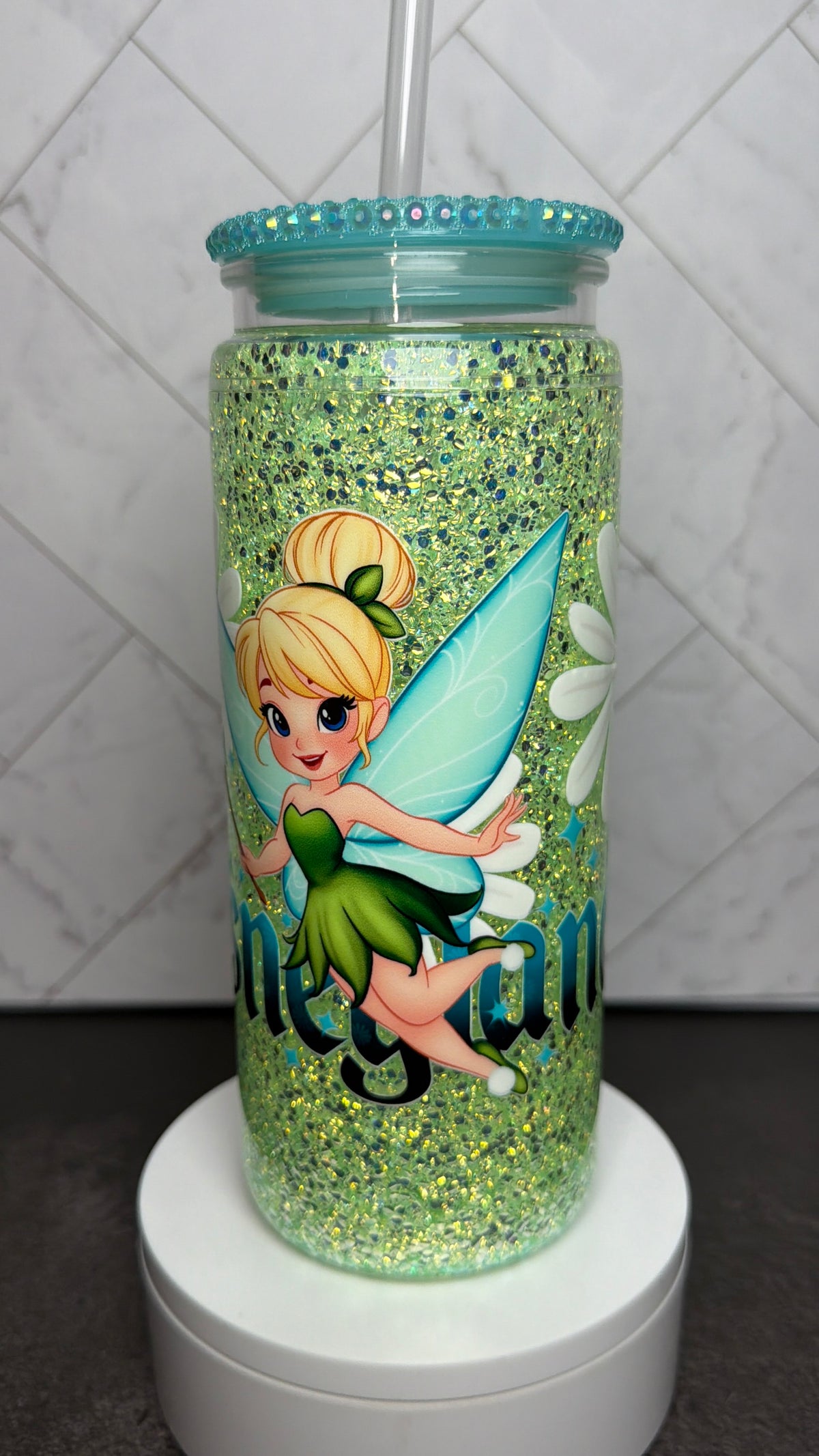 Green Fairy Inspired Snowglobe Tumbler