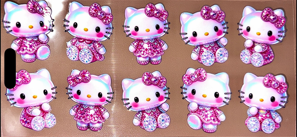Pink Blingy Kitty UVDTF Cup Wrap