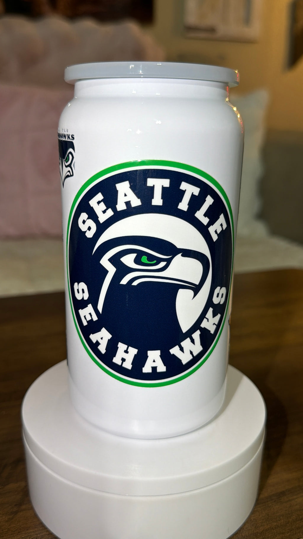 Football inspired stainless steel tumbler
