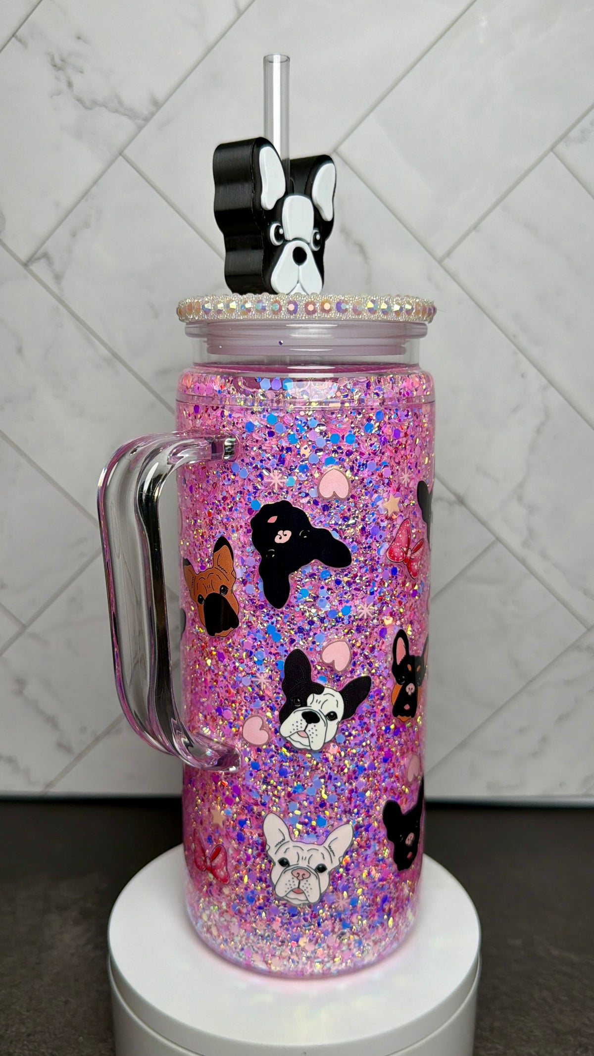 Frenchie Snowglobe Cup