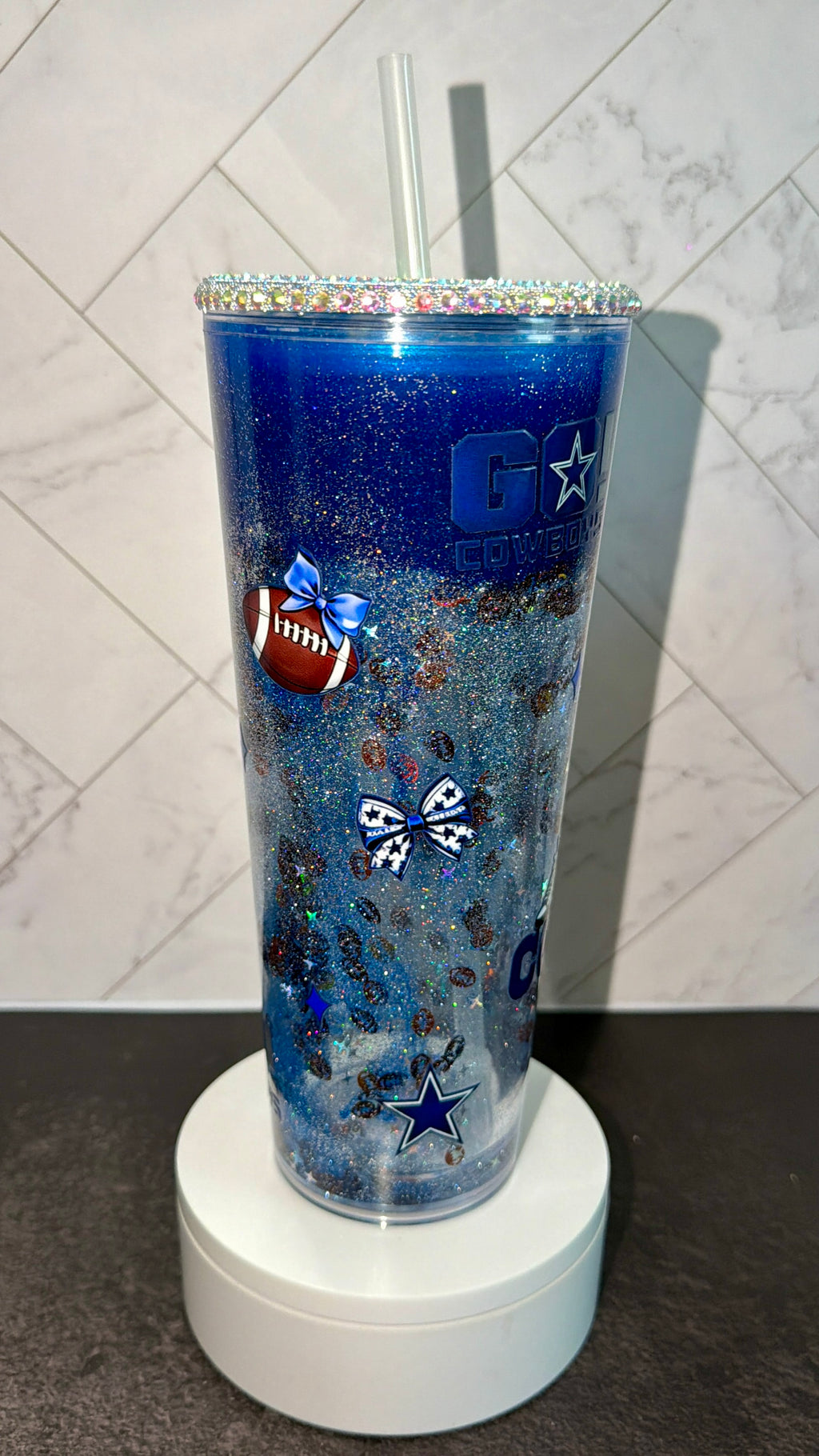 Blue Football Hourglass Tumbler