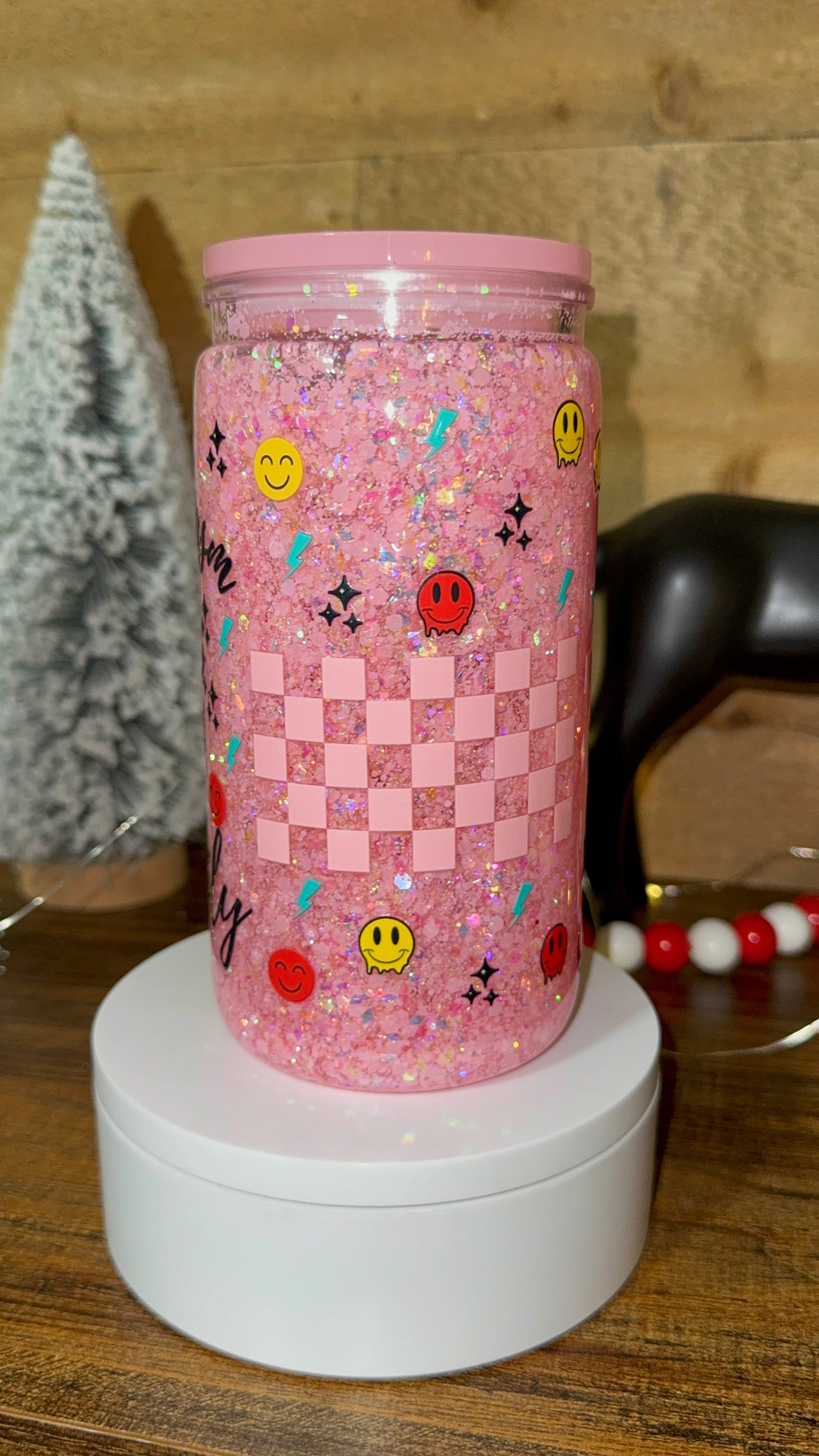 Pink Glitter “Fresh Sarcasm Served Daily” Snowglobe Cup