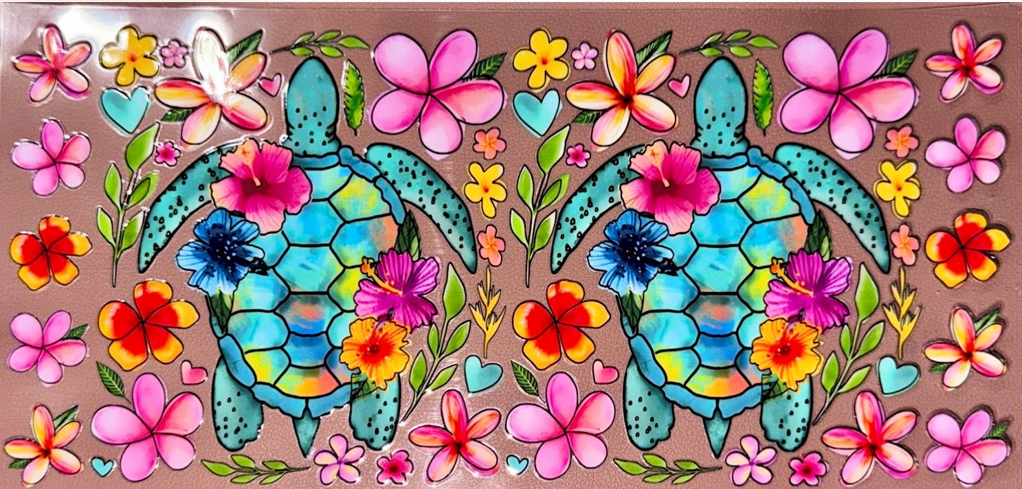 Floral Turtle UVDTF Cup Wrap