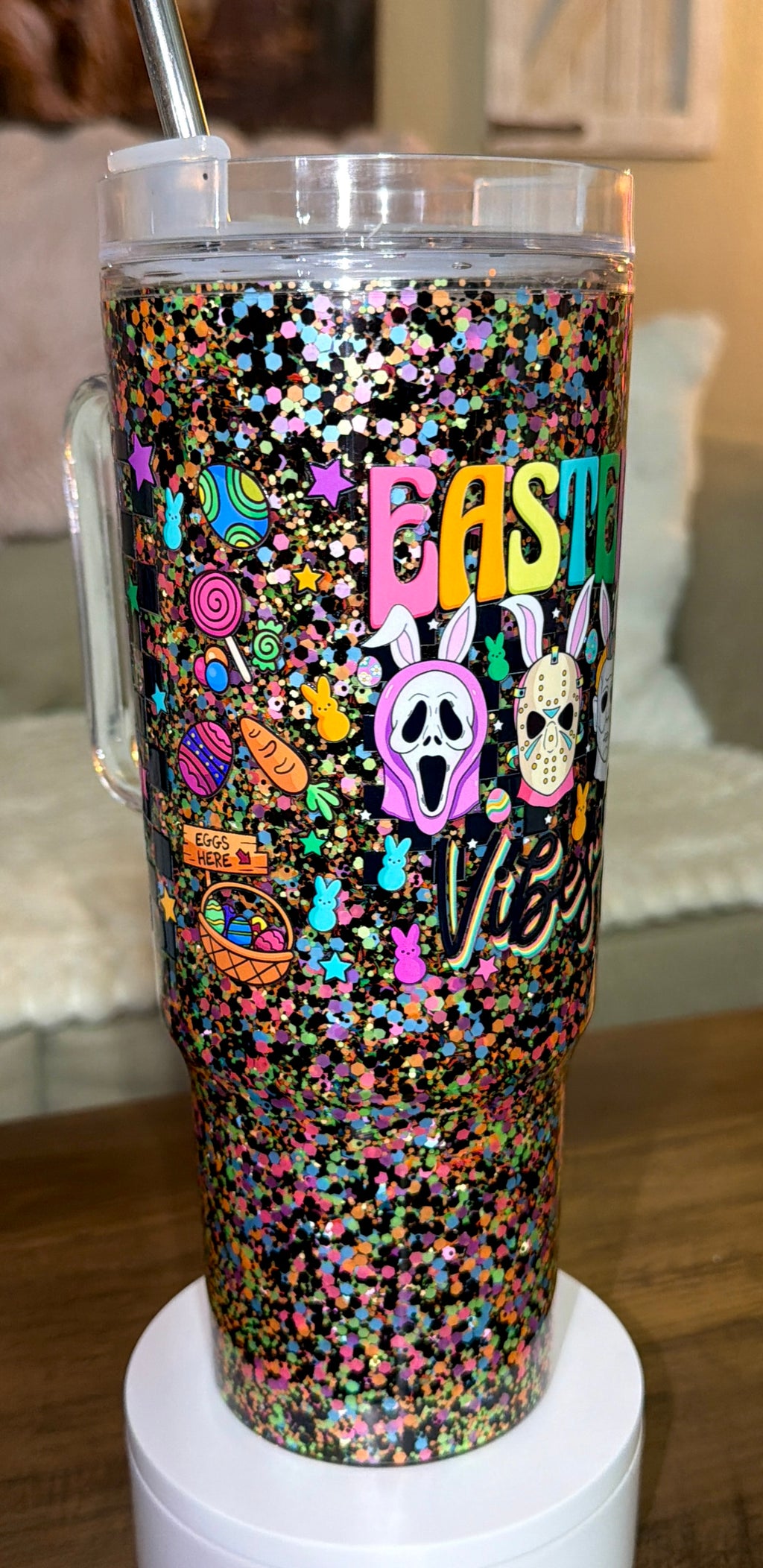Easter Vibes Horror-Inspired Glitter Snowglobe