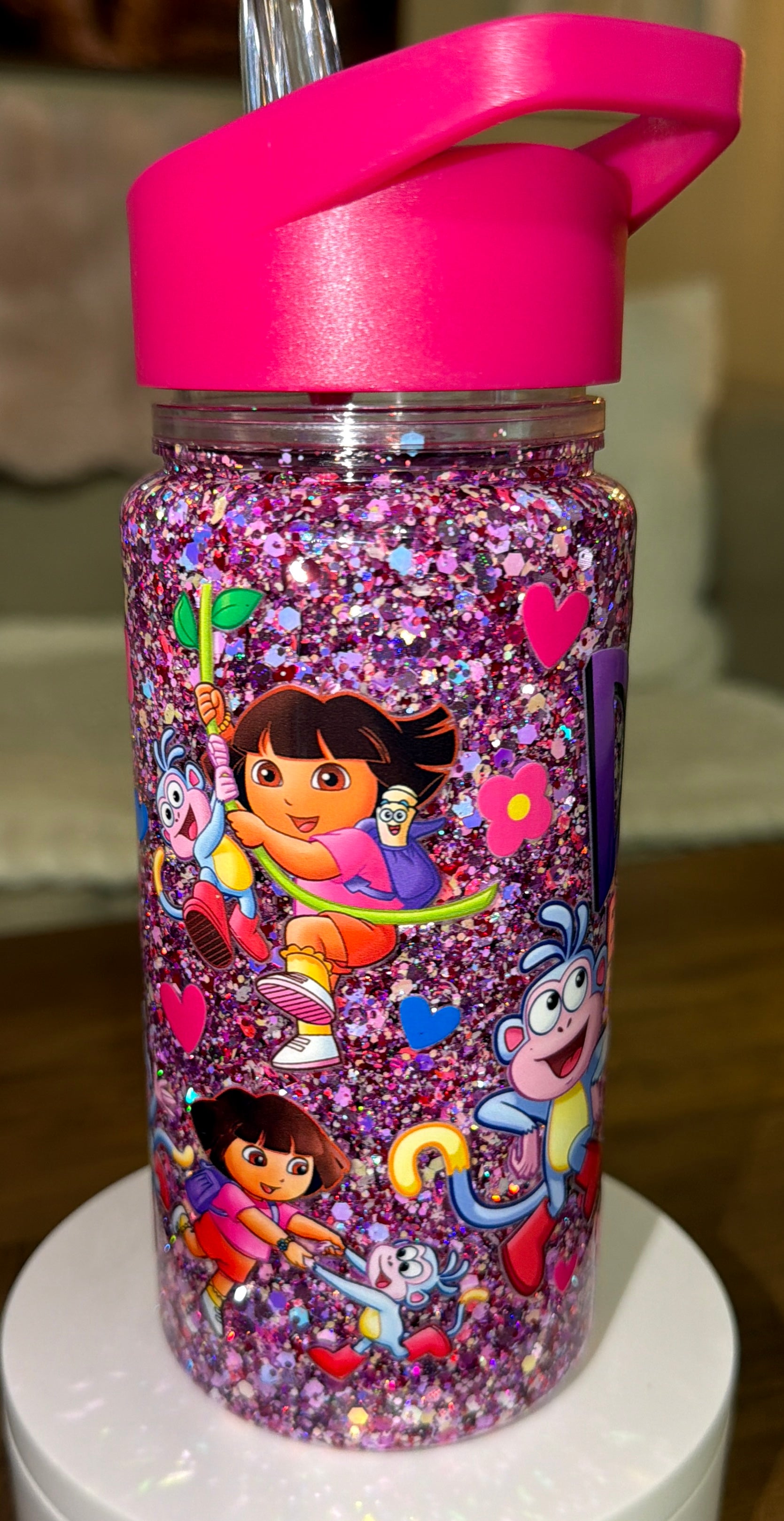 Adventure Explorer Inspired Glitter Kids Water Bottle
