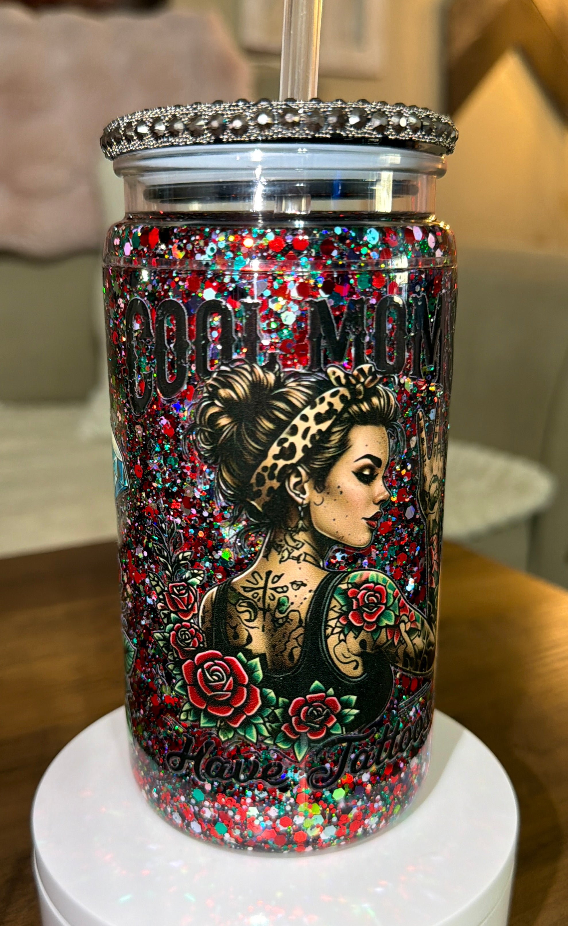 Cool Moms Have Tattoos Snowglobe Cups