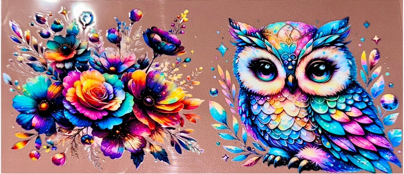 Floral Owl UVDTF Cup Wrap