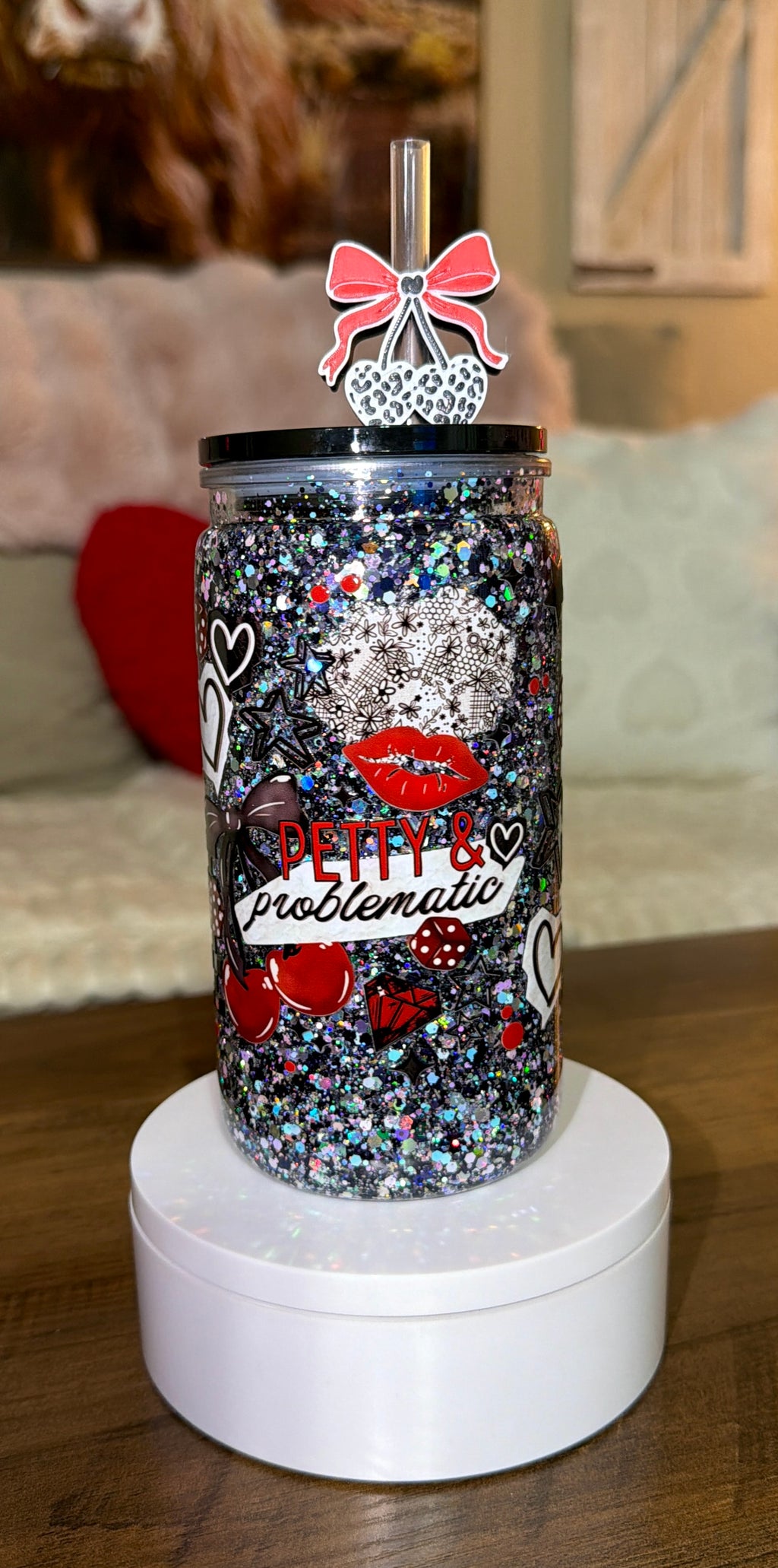 Petty & Problematic Glitter Tumbler